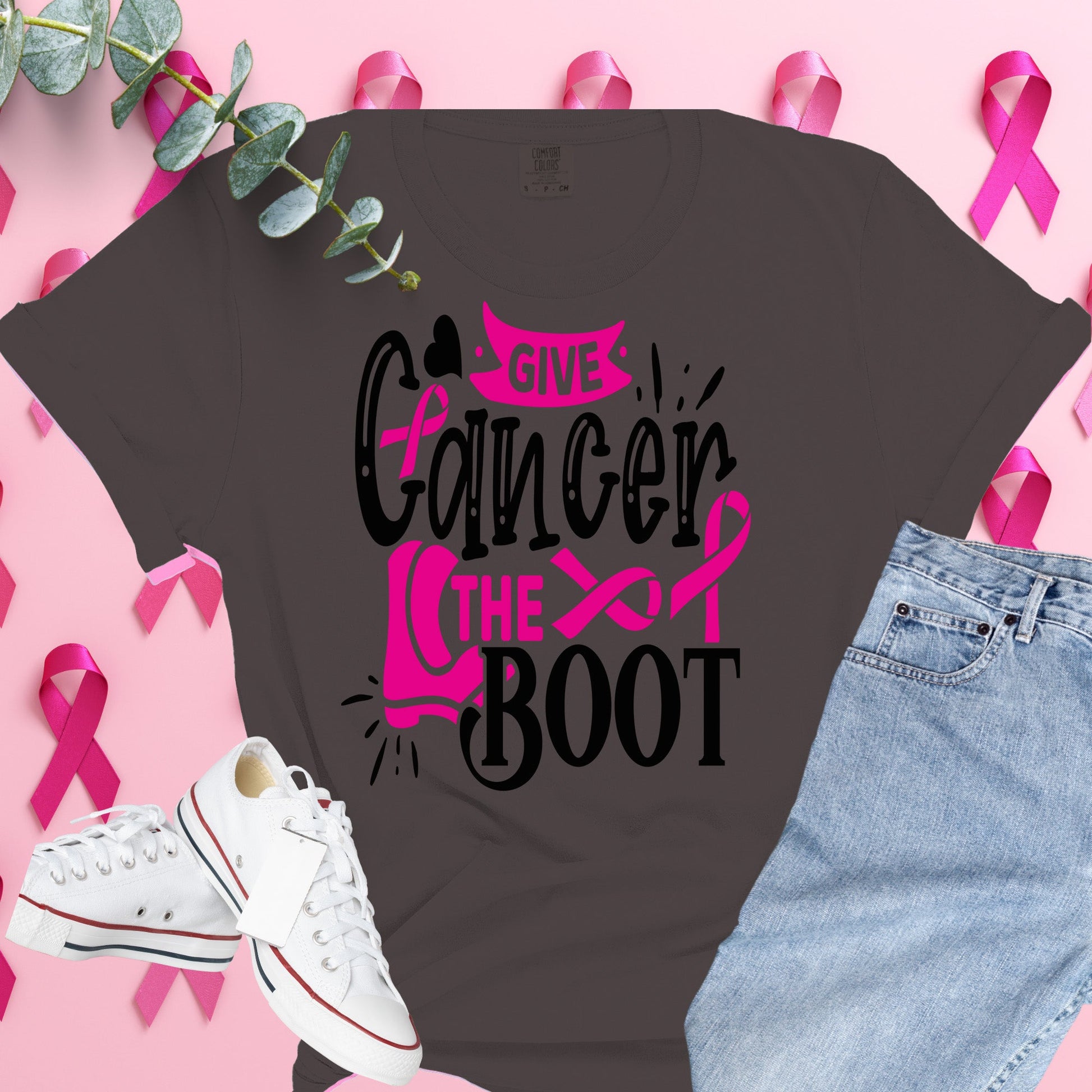  Breast Cancer Awareness Shirt on Comfort Colors® Tee – Pink Ribbon, October Support, Halloween Theme