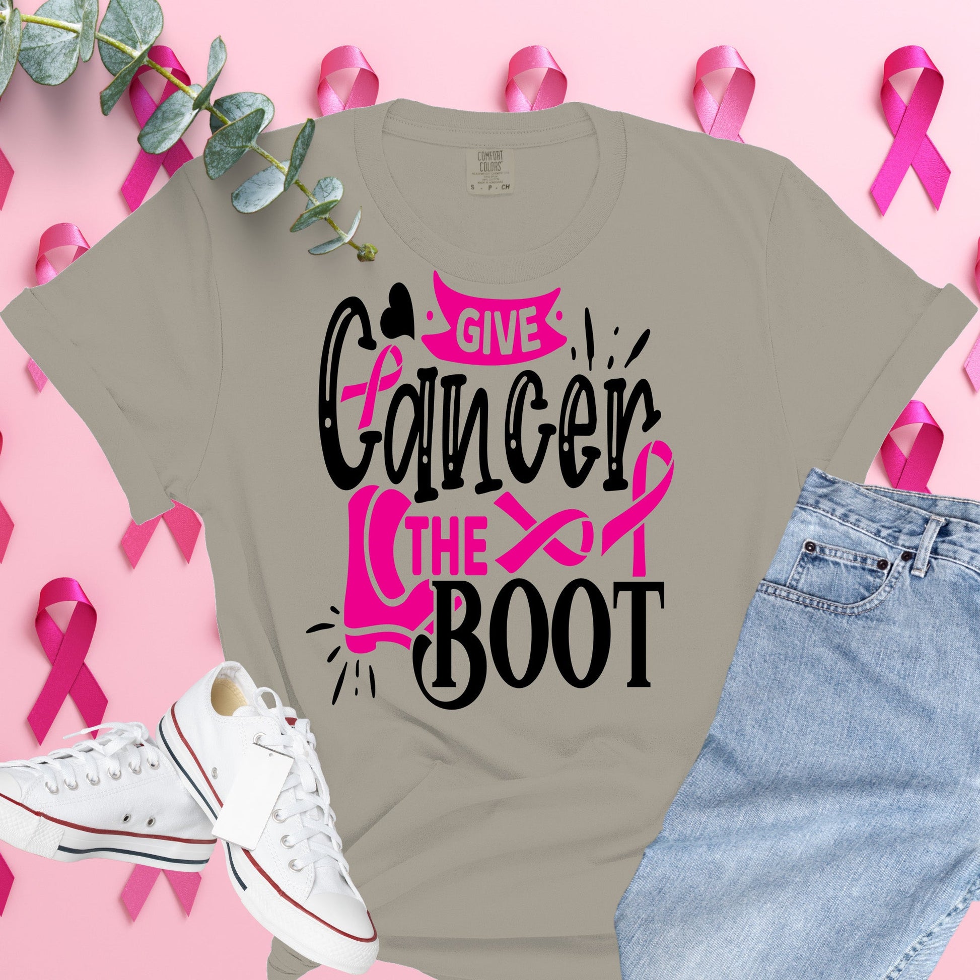  Breast Cancer Awareness Shirt on Comfort Colors® Tee – Pink Ribbon, October Support, Halloween Theme