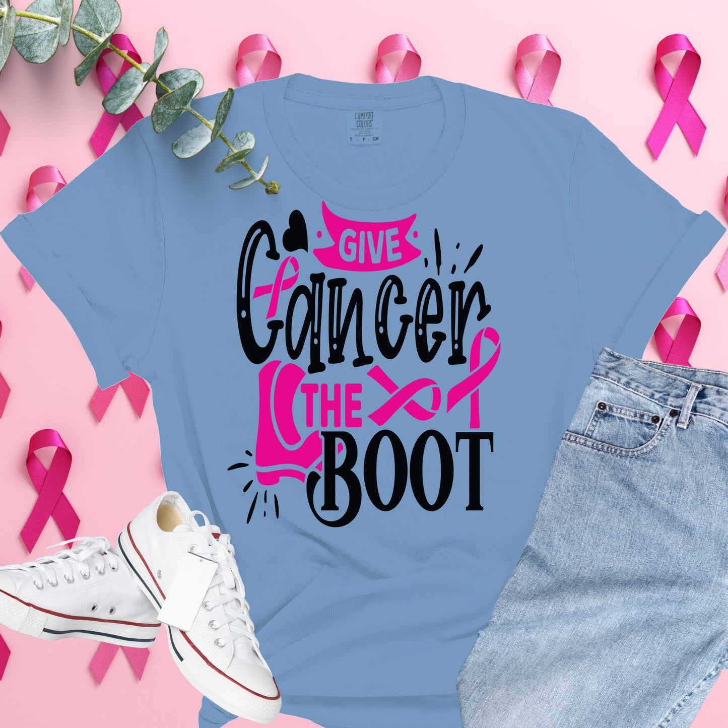  Breast Cancer Awareness Shirt on Comfort Colors® Tee – Pink Ribbon, October Support, Halloween Theme