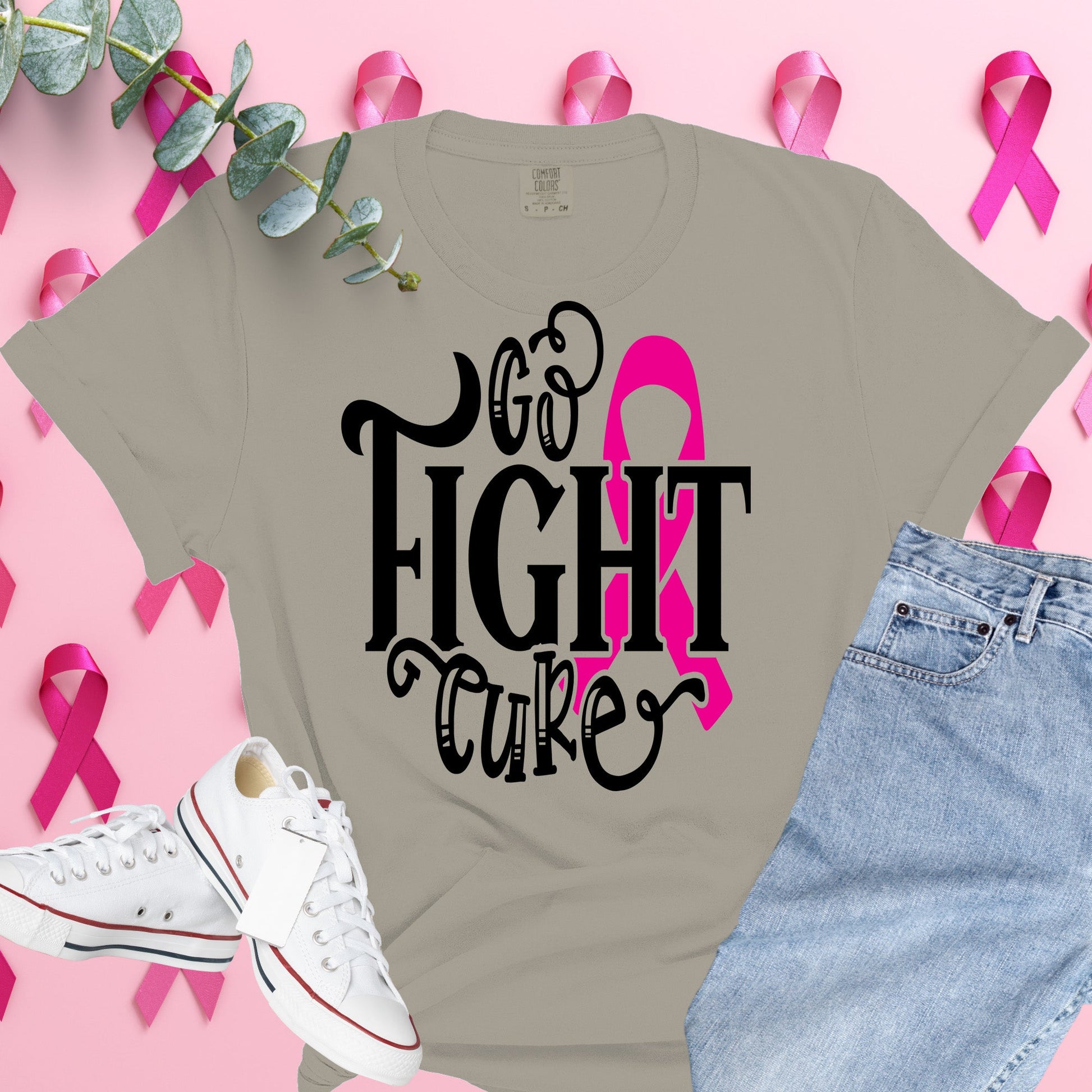  Breast Cancer Awareness Shirt on Comfort Colors® Tee – Pink Ribbon, October Support, Halloween Theme