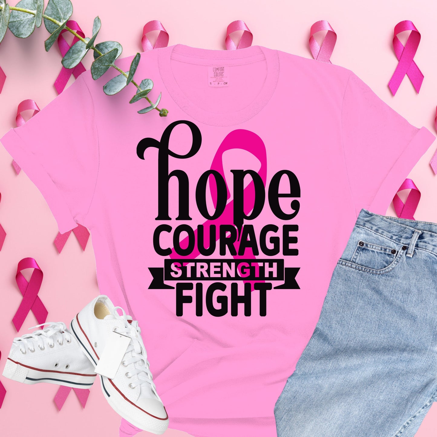  Breast Cancer Awareness Shirt on Comfort Colors® Tee – Pink Ribbon, October Support, Halloween Theme