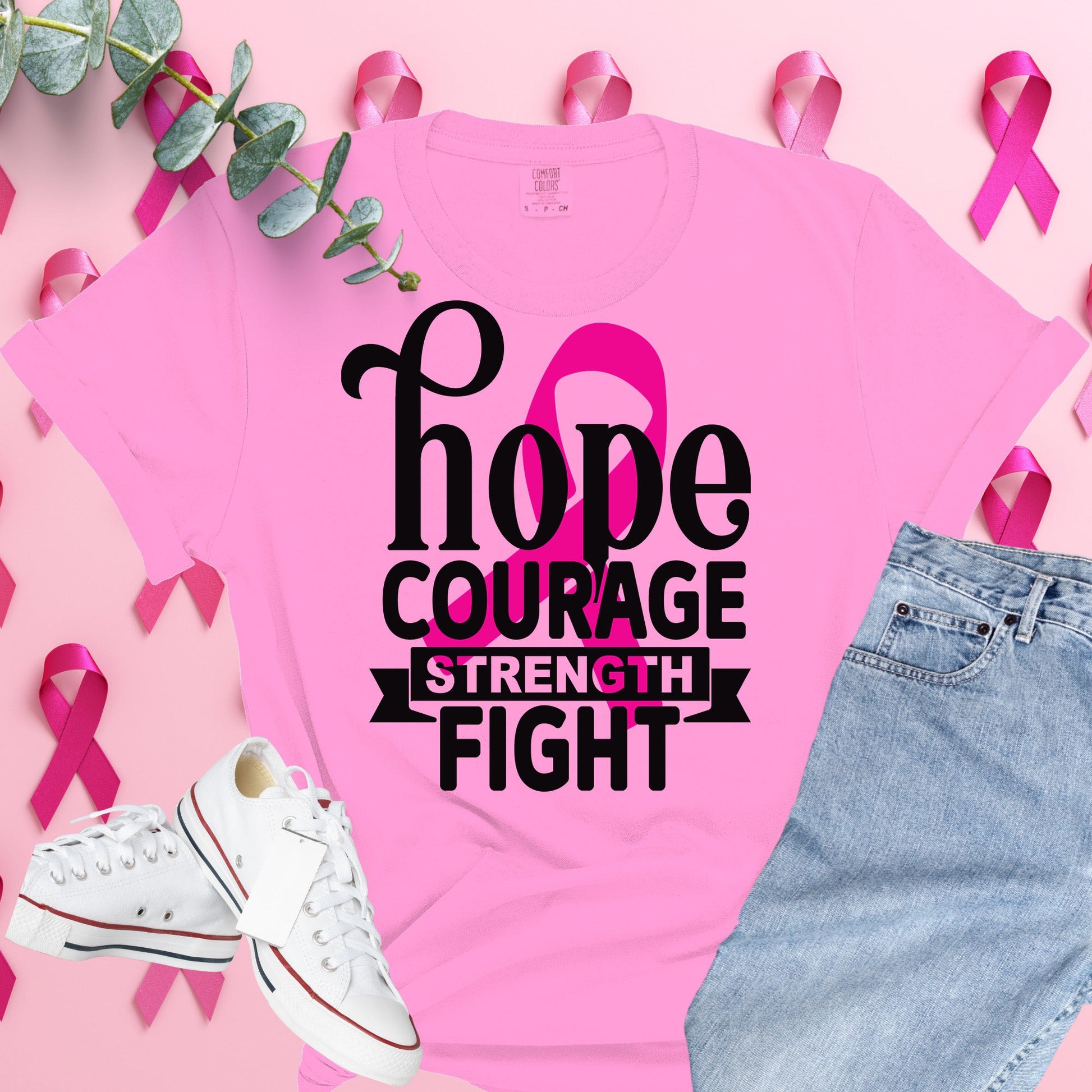  Breast Cancer Awareness Shirt on Comfort Colors® Tee – Pink Ribbon, October Support, Halloween Theme