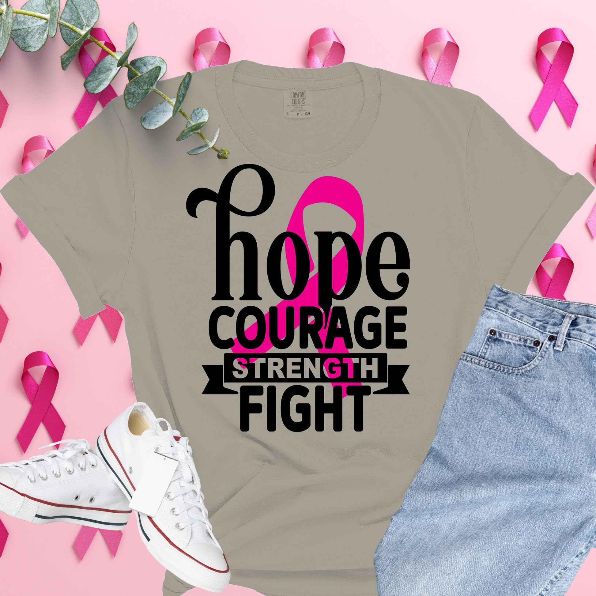  Breast Cancer Awareness Shirt on Comfort Colors® Tee – Pink Ribbon, October Support, Halloween Theme