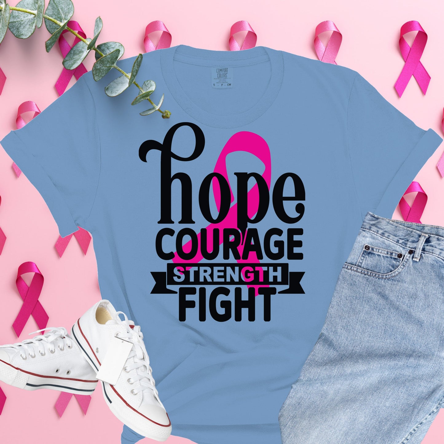  Breast Cancer Awareness Shirt on Comfort Colors® Tee – Pink Ribbon, October Support, Halloween Theme
