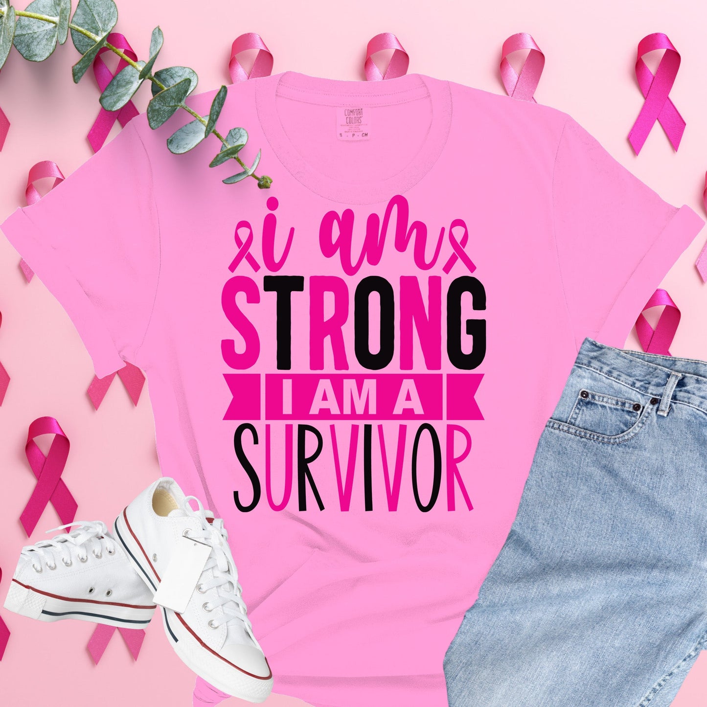  Breast Cancer Awareness Shirt on Comfort Colors® Tee – Pink Ribbon, October Support, Halloween Theme