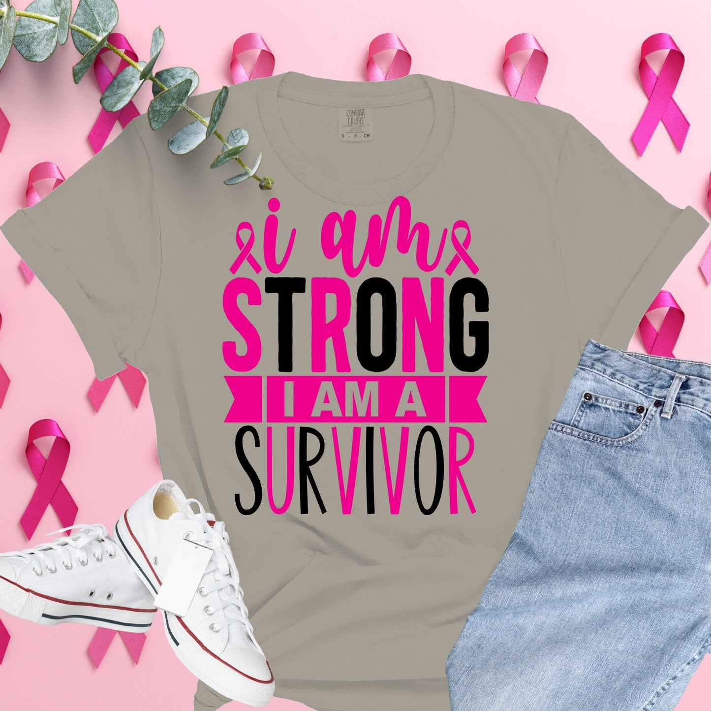  Breast Cancer Awareness Shirt on Comfort Colors® Tee – Pink Ribbon, October Support, Halloween Theme