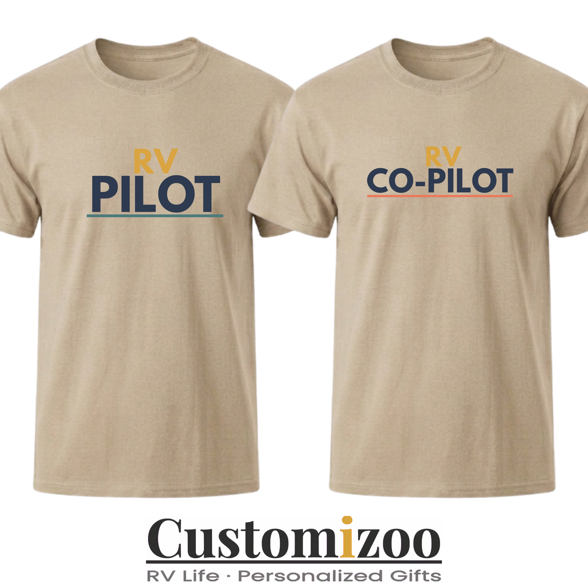 RV Pilot & RV Co-Pilot Matching Couple Shirts | His and Hers RV Camping Tees