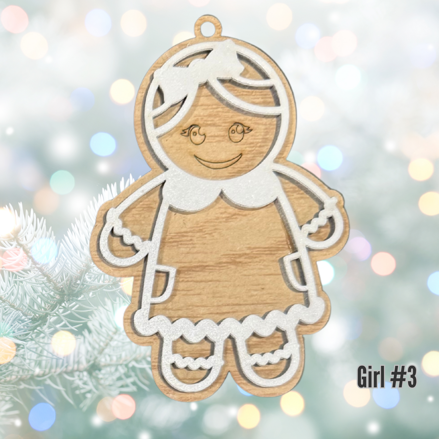 Christmas Wood Ornament:  Personalized Gingerbread Family, Custom Name, 2025 Ornament
