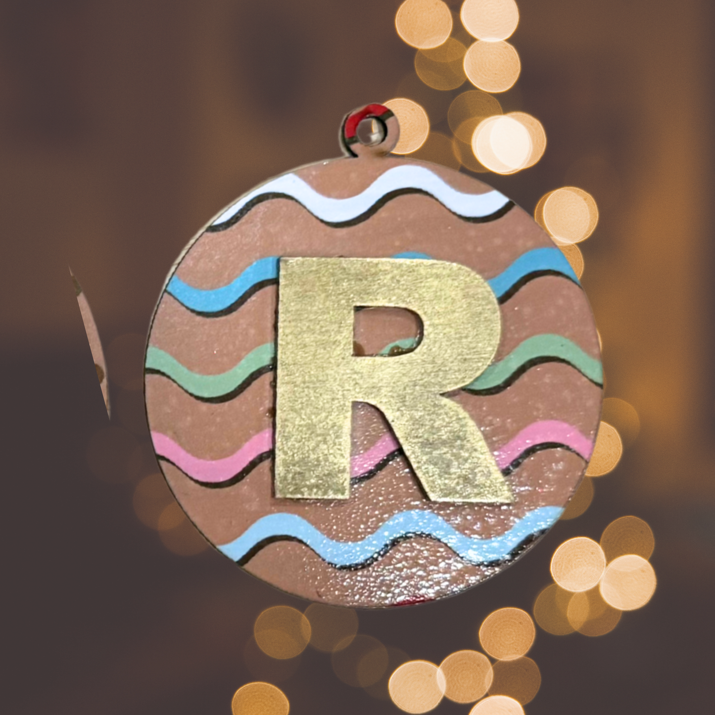 Christmas Round Wood Ornament:  Personalized Candy Family, Custom Name, 2025 Ornament