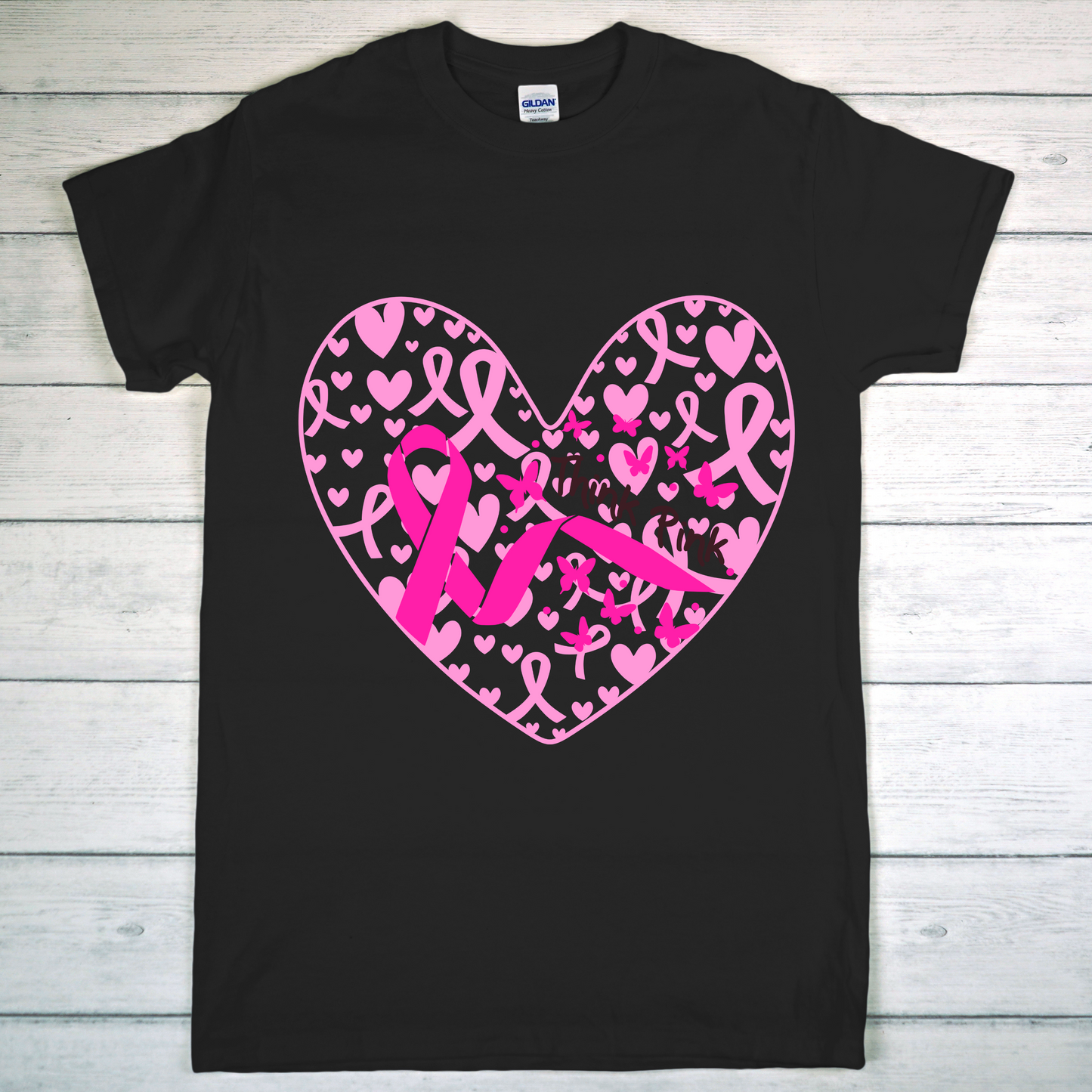 Think Pink Heart Shirt Hoodie Sweatshirt – Breast Cancer Awareness Gift October Pink Out