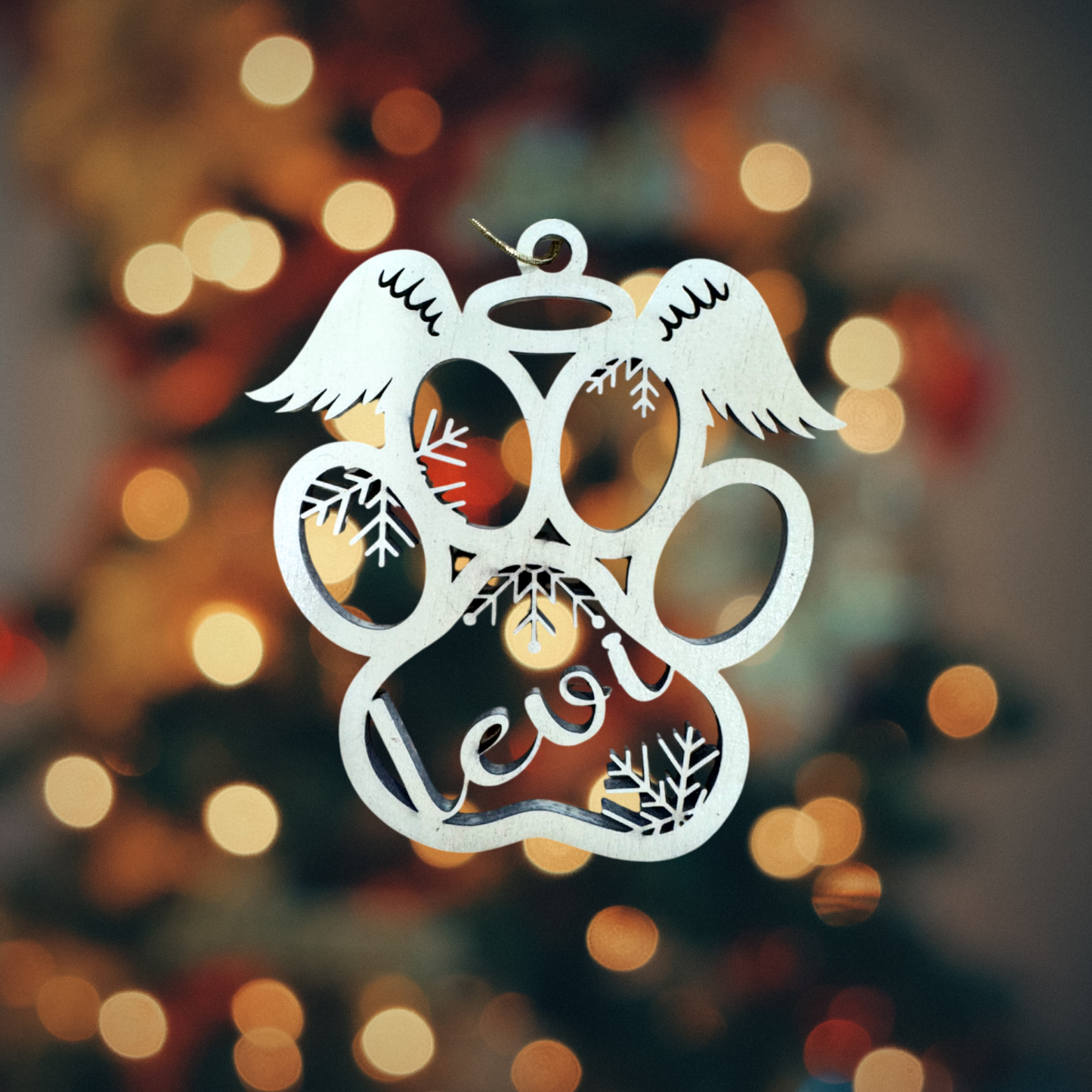 Personalized Wooden Ornament:  Personalized Dog Paw Ornament, Custom Cat Christmas Ornament, Pet Memorial and 2025 Ornament