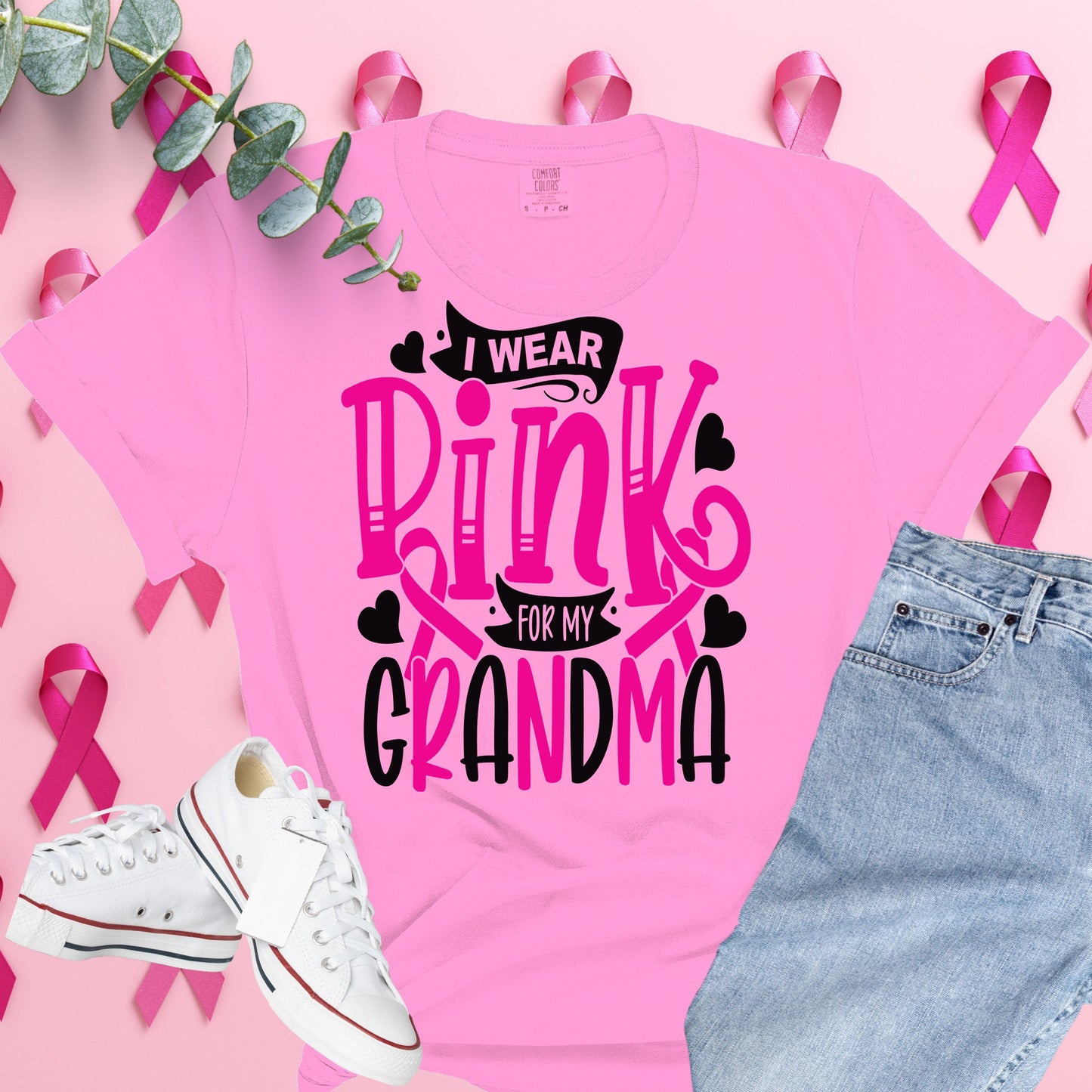  Breast Cancer Awareness Shirt on Comfort Colors® Tee – Pink Ribbon, October Support, Halloween Theme