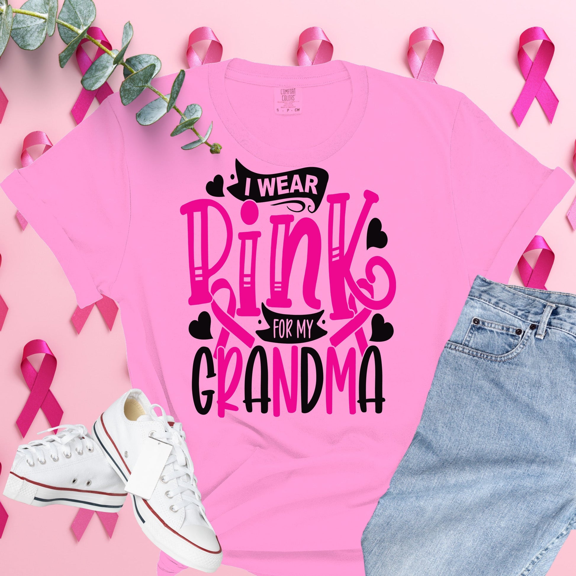  Breast Cancer Awareness Shirt on Comfort Colors® Tee – Pink Ribbon, October Support, Halloween Theme