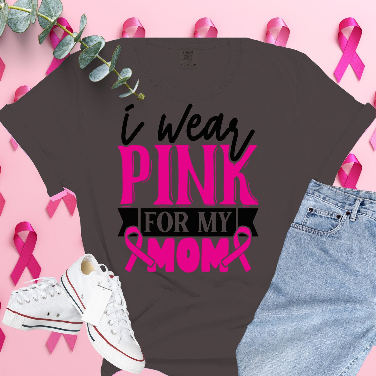  Breast Cancer Awareness Shirt on Comfort Colors® Tee – Pink Ribbon, October Support, Halloween Theme