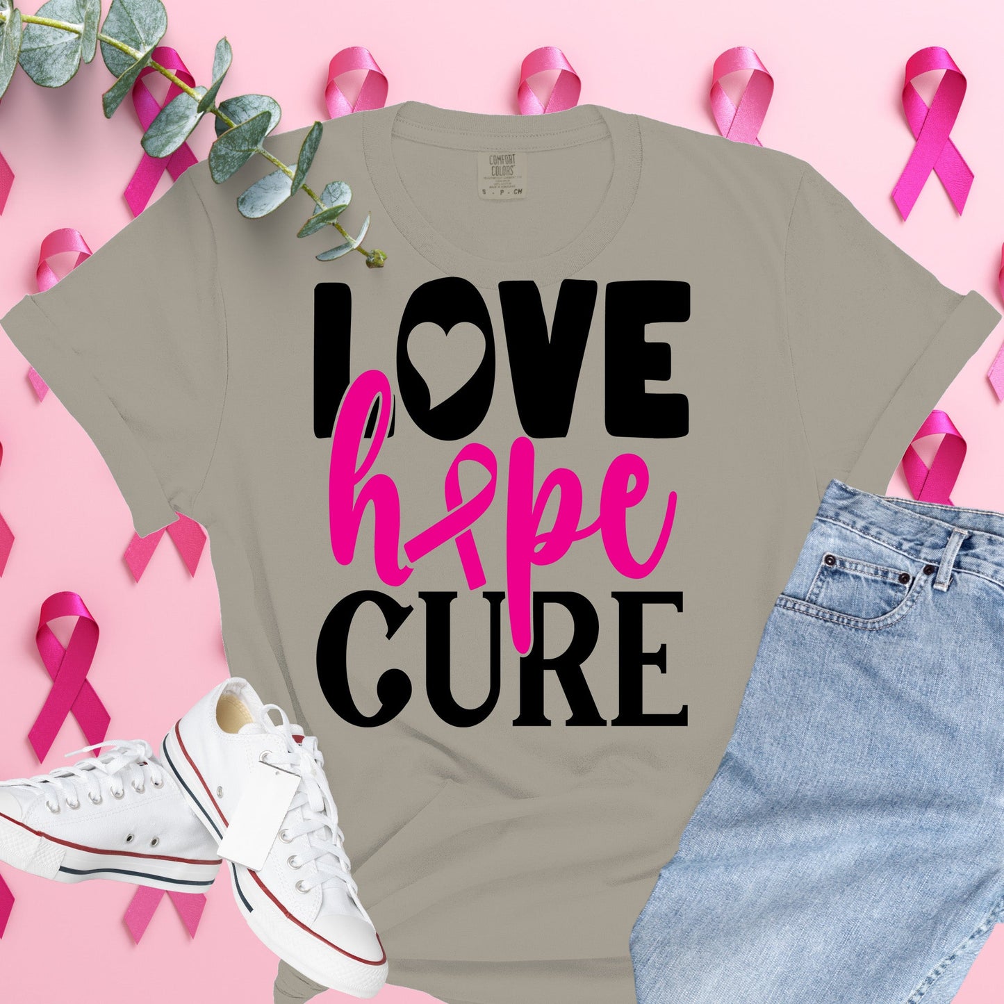  Breast Cancer Awareness Shirt on Comfort Colors® Tee – Pink Ribbon, October Support, Halloween Theme