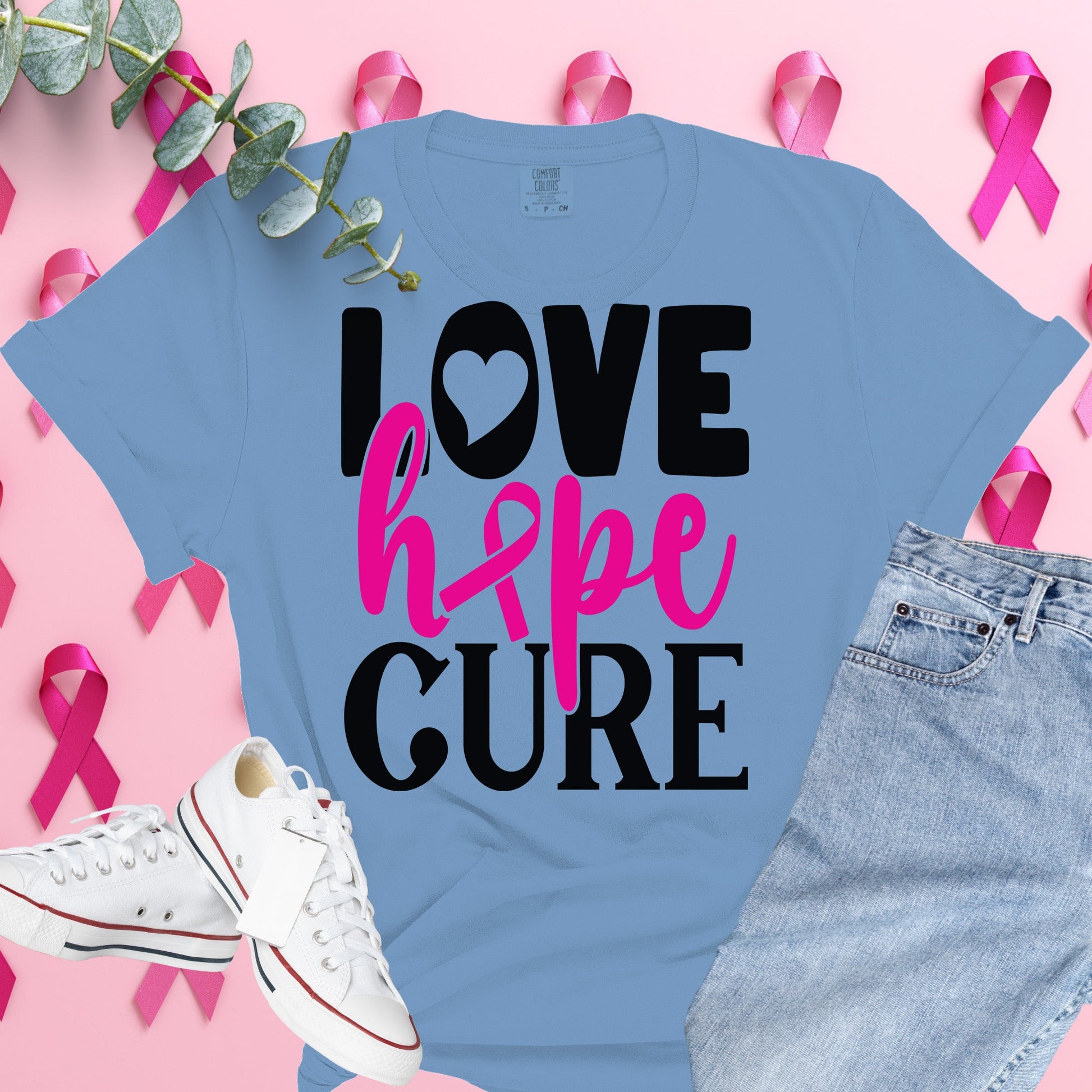  Breast Cancer Awareness Shirt on Comfort Colors® Tee – Pink Ribbon, October Support, Halloween Theme