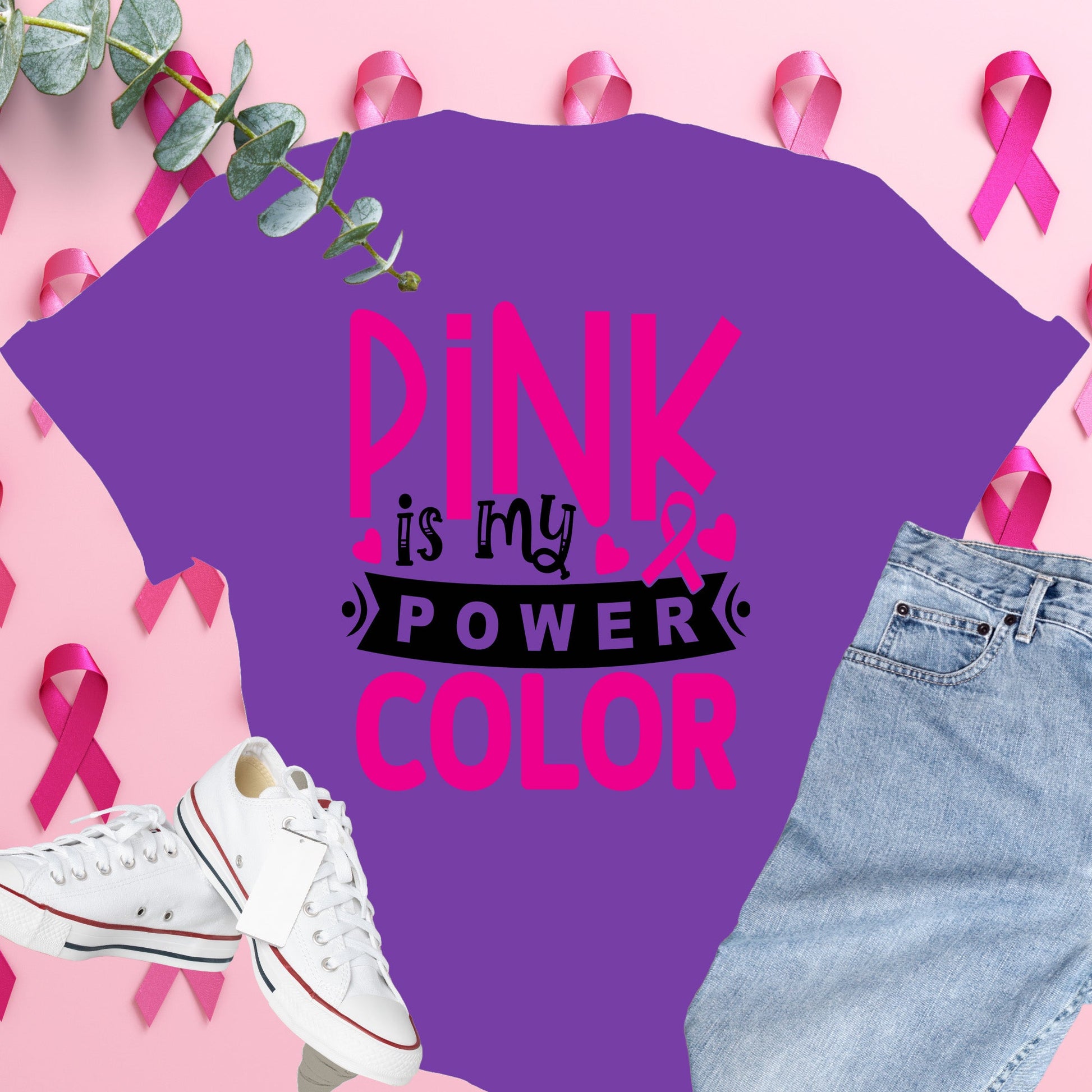 Breast Cancer Awareness Shirt on Comfort Colors® Tee – Pink Ribbon, October Support, Halloween Theme