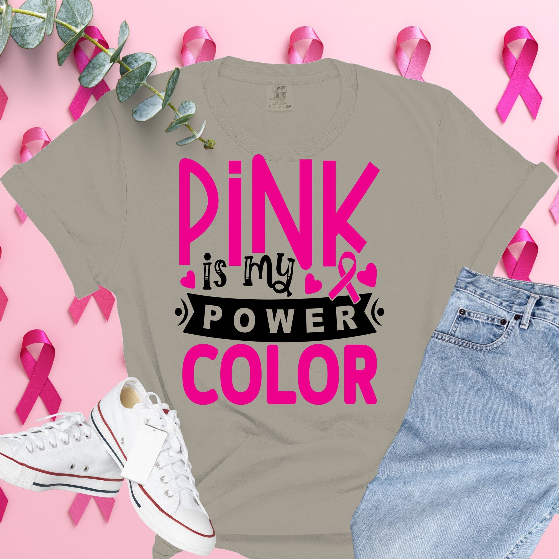  Breast Cancer Awareness Shirt on Comfort Colors® Tee – Pink Ribbon, October Support, Halloween Theme