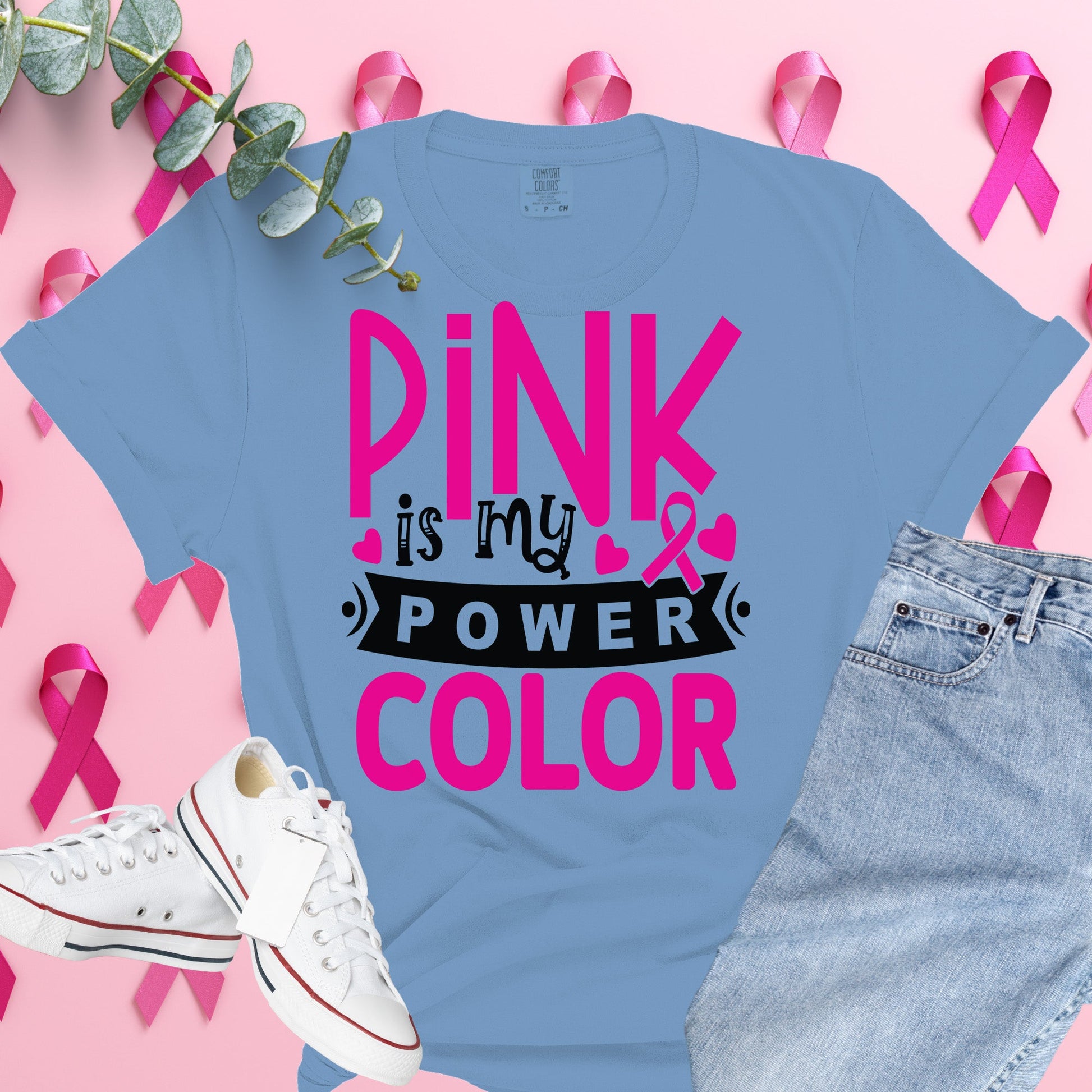  Breast Cancer Awareness Shirt on Comfort Colors® Tee – Pink Ribbon, October Support, Halloween Theme