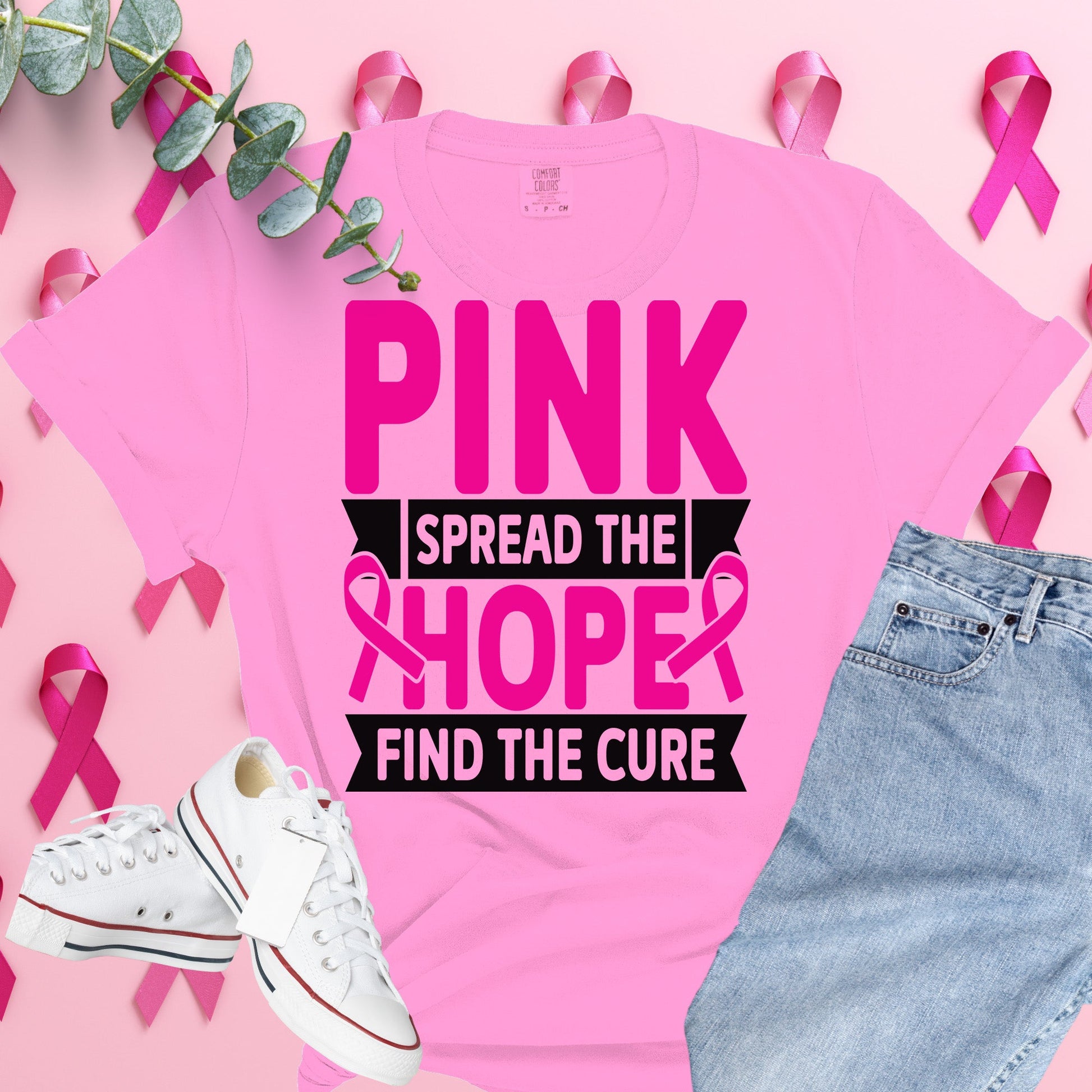  Breast Cancer Awareness Shirt on Comfort Colors® Tee – Pink Ribbon, October Support, Halloween Theme