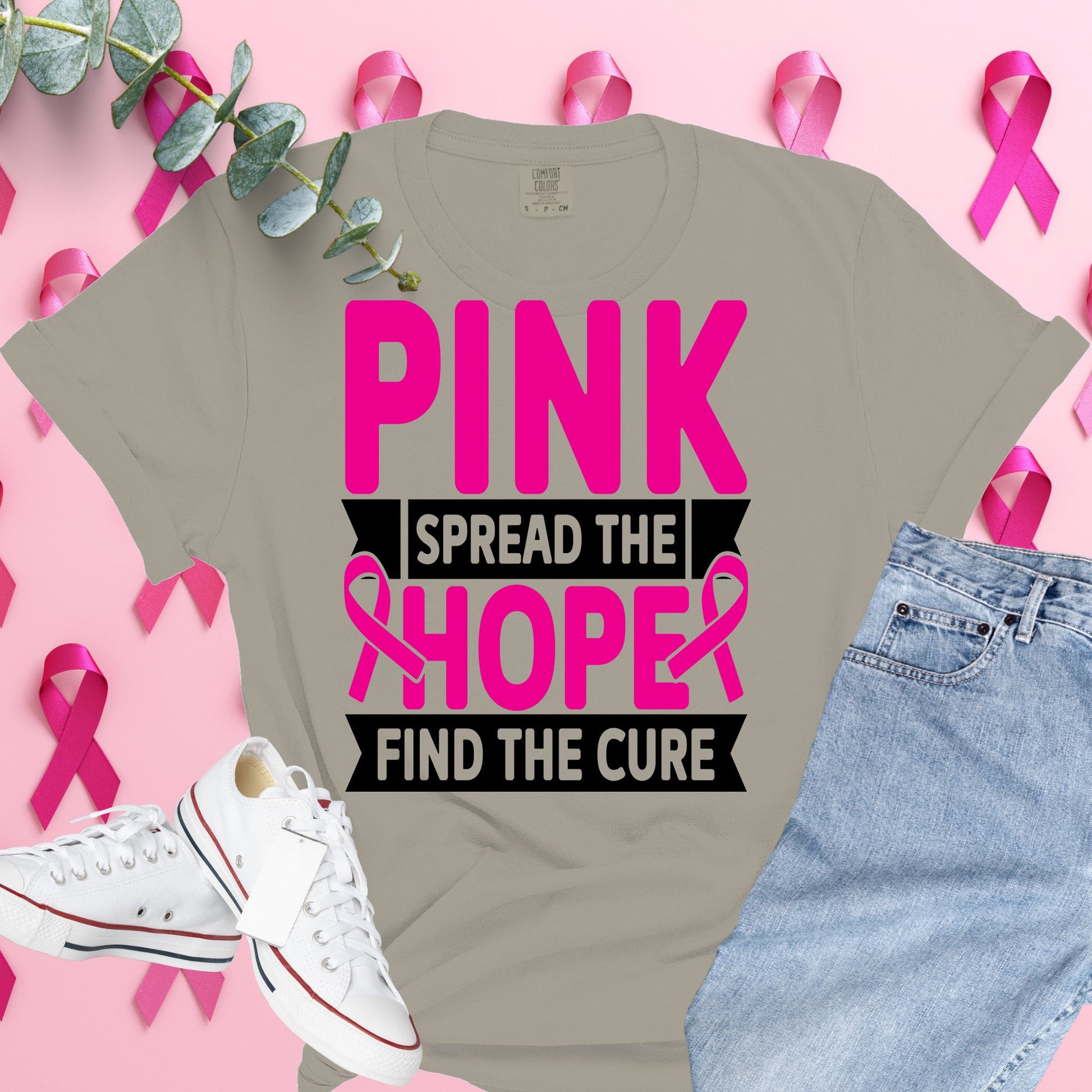  Breast Cancer Awareness Shirt on Comfort Colors® Tee – Pink Ribbon, October Support, Halloween Theme