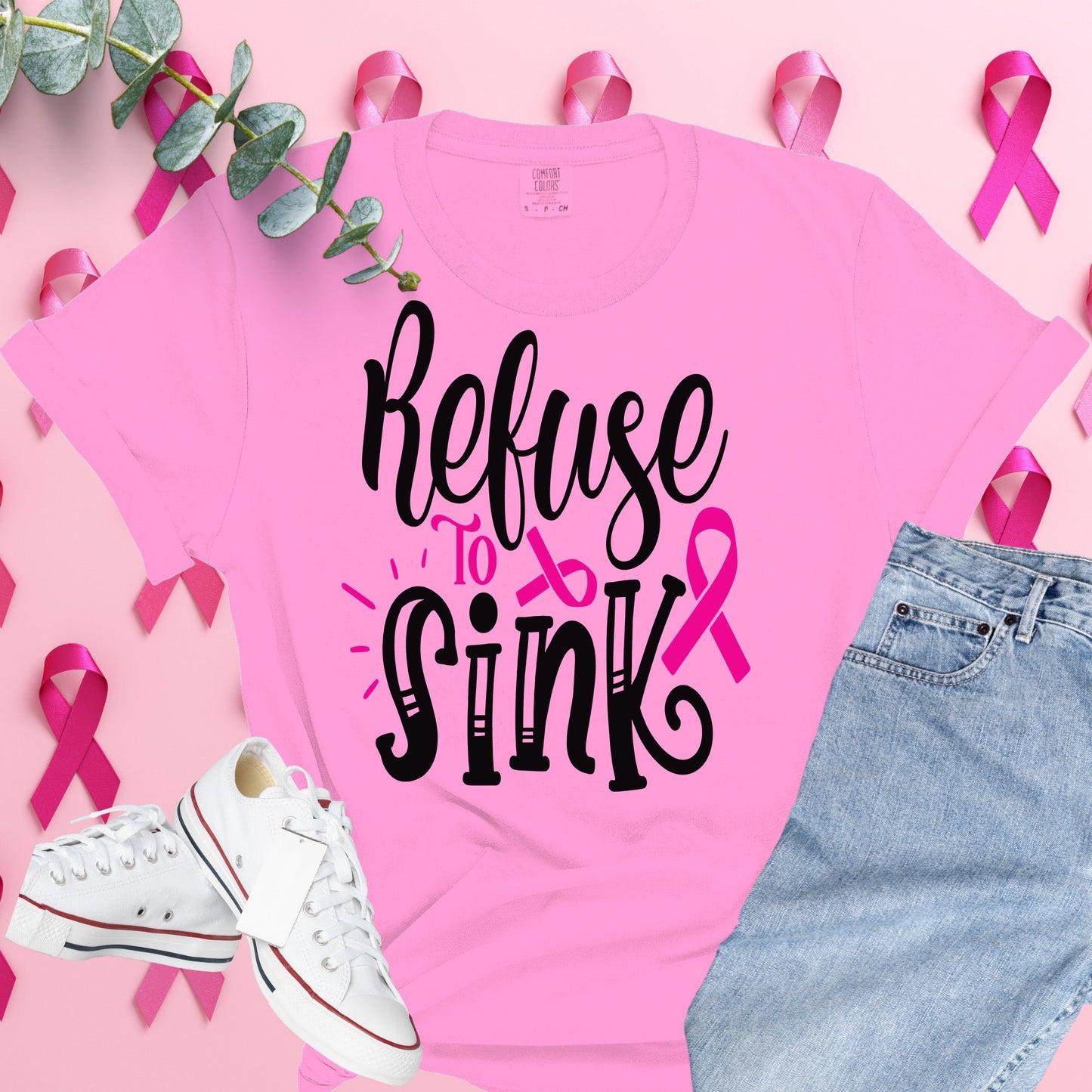  Breast Cancer Awareness Shirt on Comfort Colors® Tee – Pink Ribbon, October Support, Halloween Theme