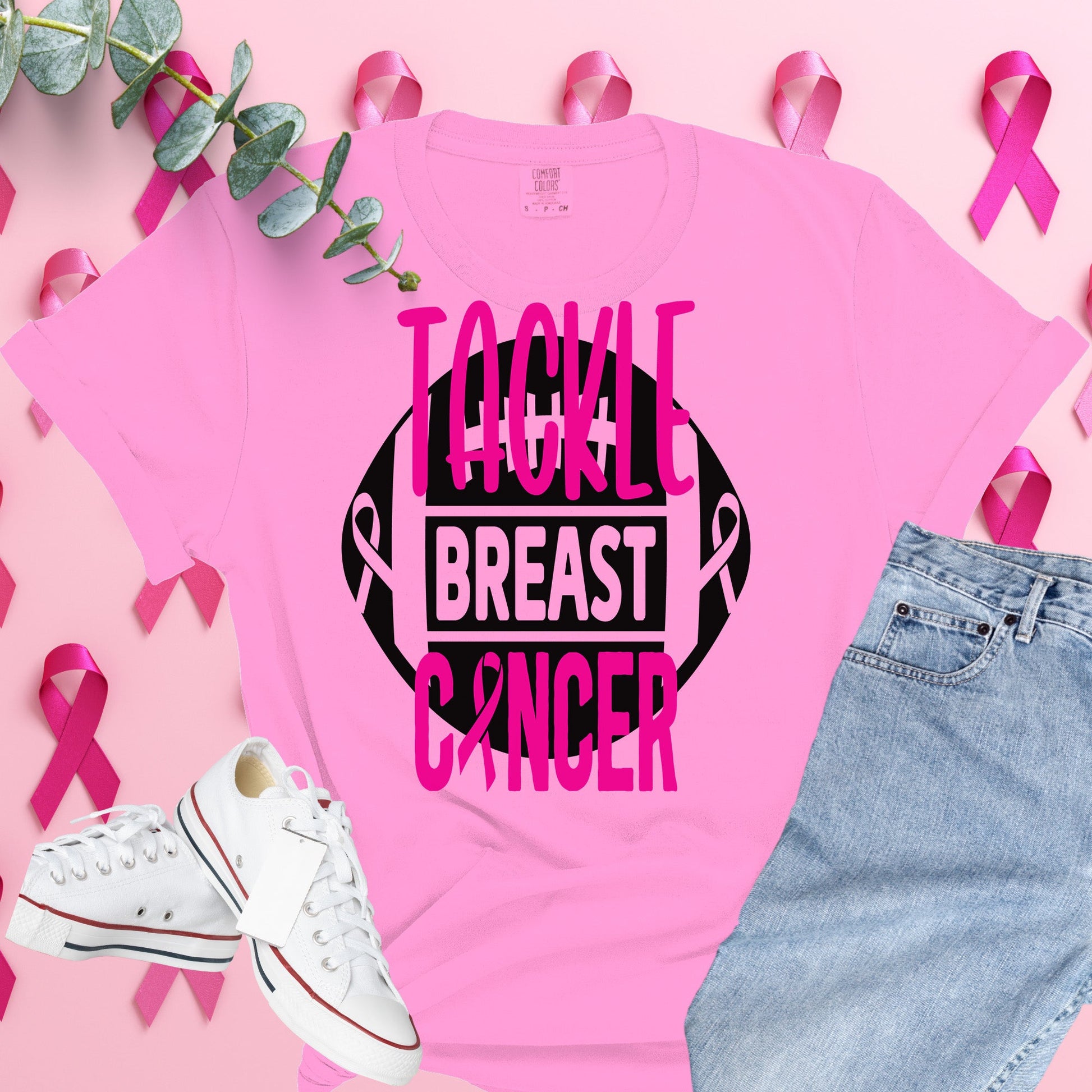  Breast Cancer Awareness Shirt on Comfort Colors® Tee – Pink Ribbon, October Support, Halloween Theme