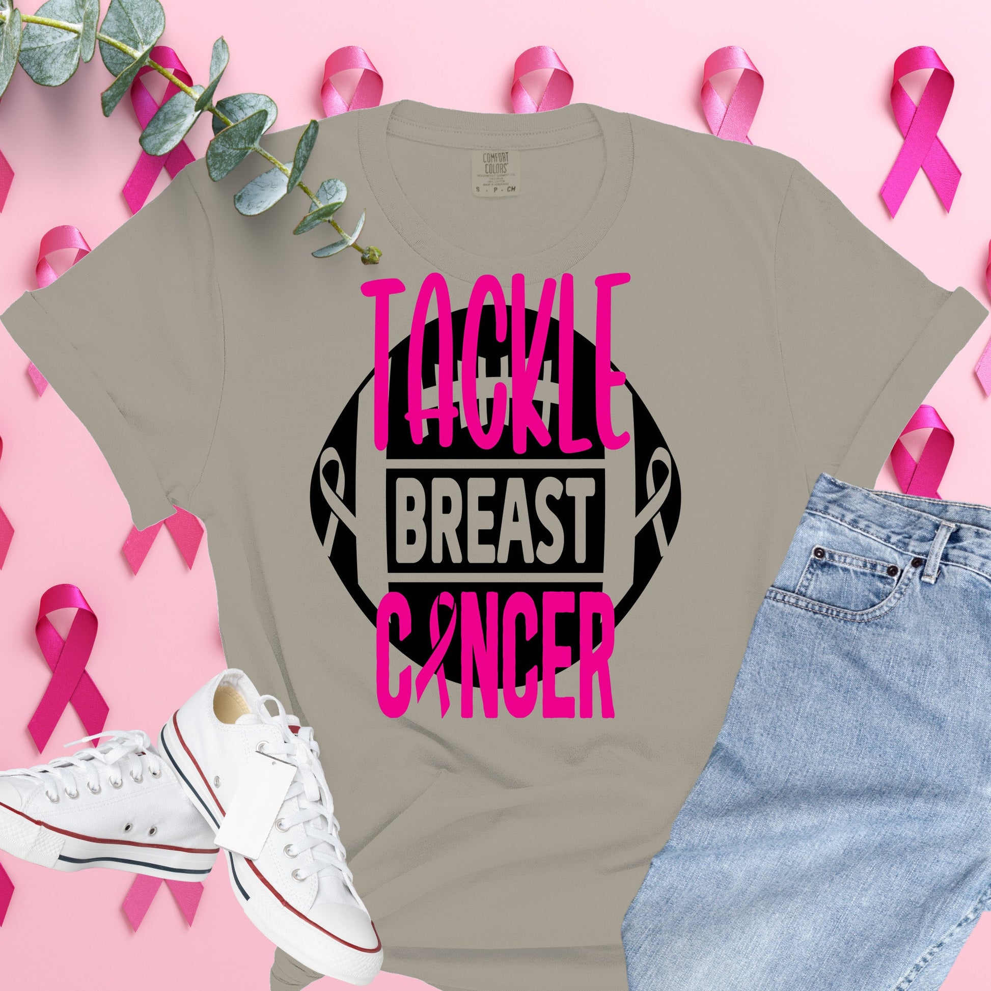  Breast Cancer Awareness Shirt on Comfort Colors® Tee – Pink Ribbon, October Support, Halloween Theme