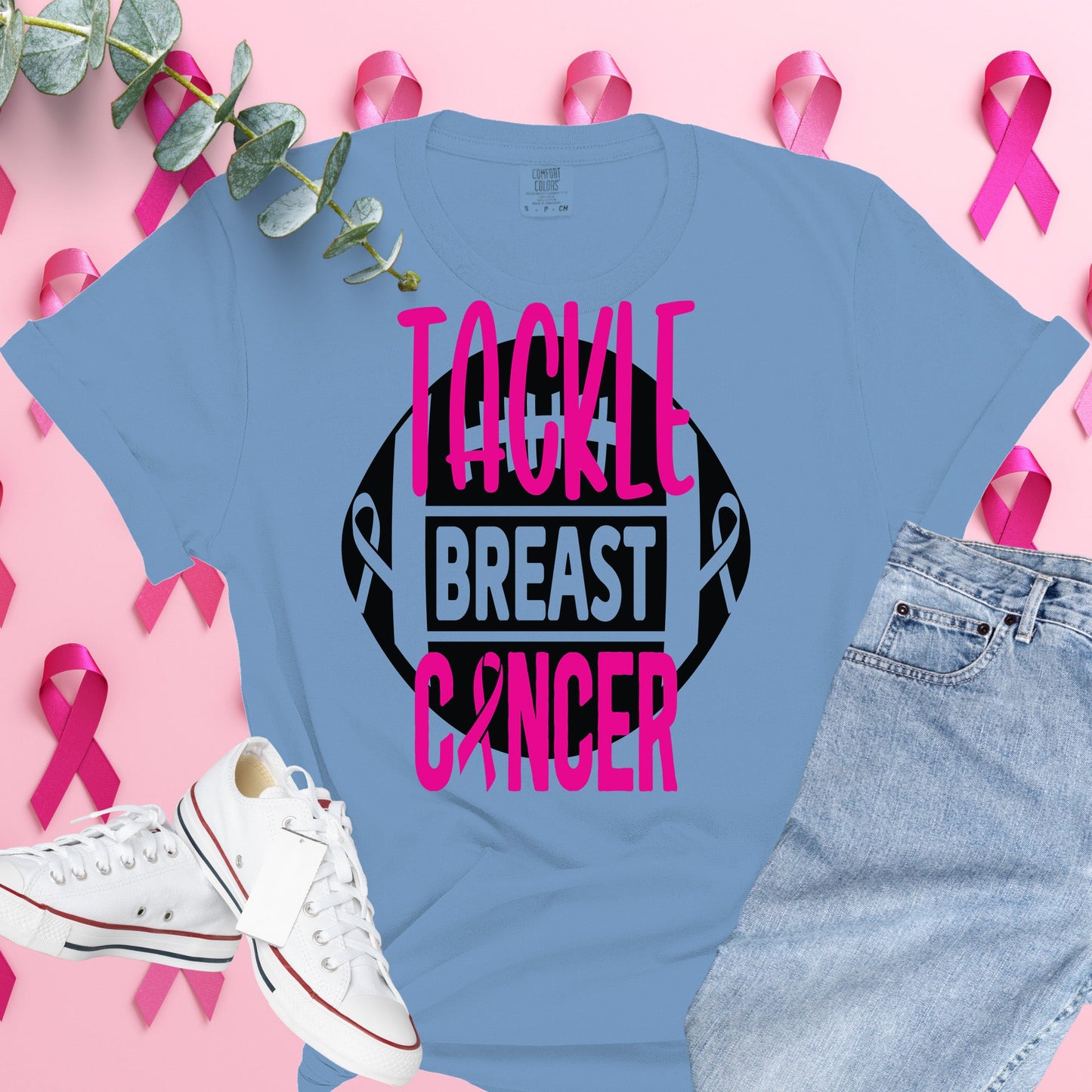  Breast Cancer Awareness Shirt on Comfort Colors® Tee – Pink Ribbon, October Support, Halloween Theme