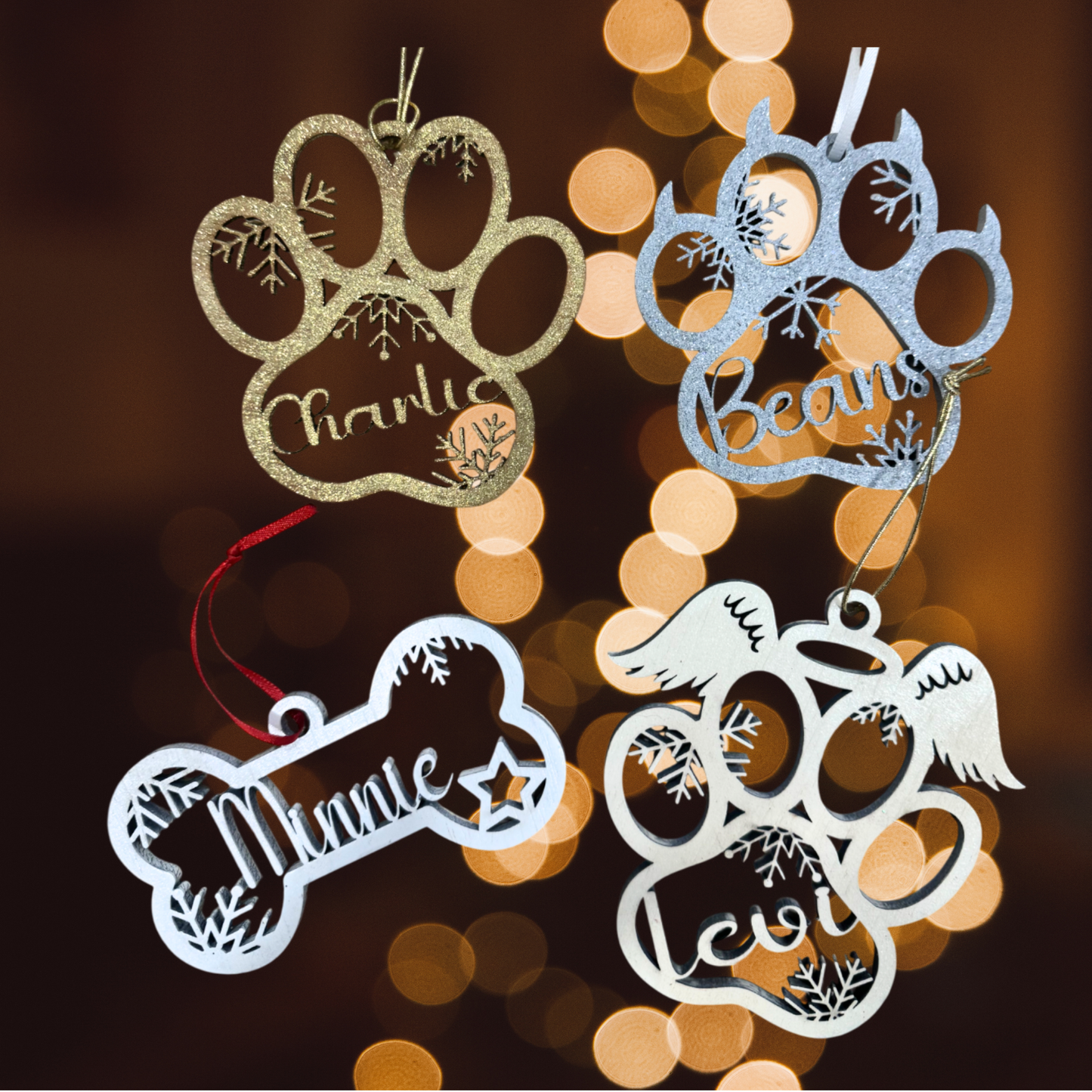 Personalized Wooden Ornament:  Personalized Dog Paw Ornament, Custom Cat Christmas Ornament, Pet Memorial and 2025 Ornament