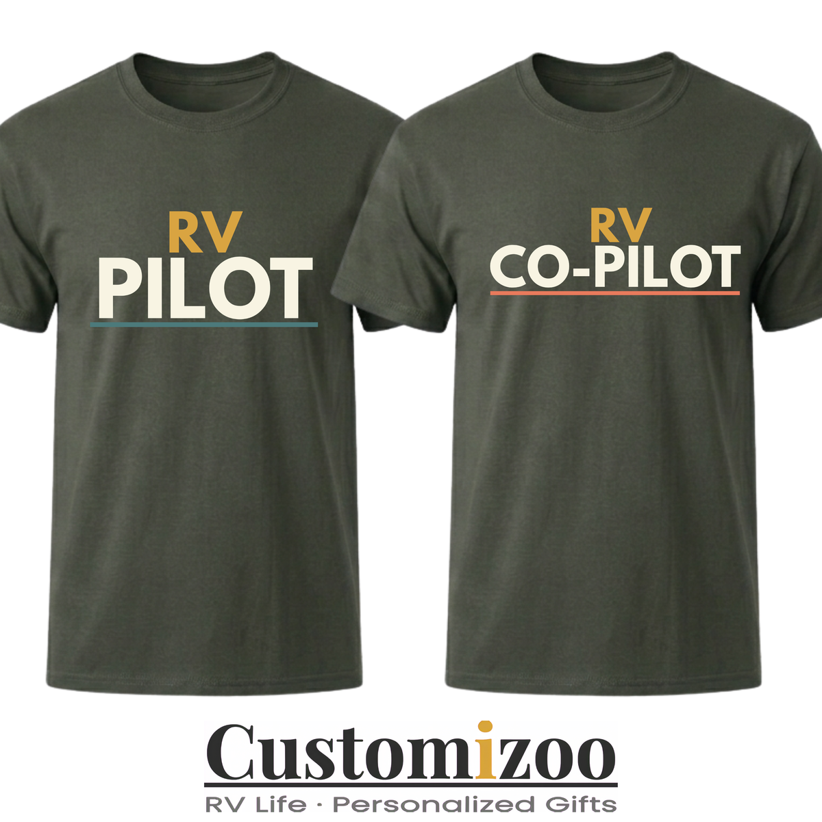 RV Pilot & RV Co-Pilot Matching Couple Shirts | His and Hers RV Camping Tees