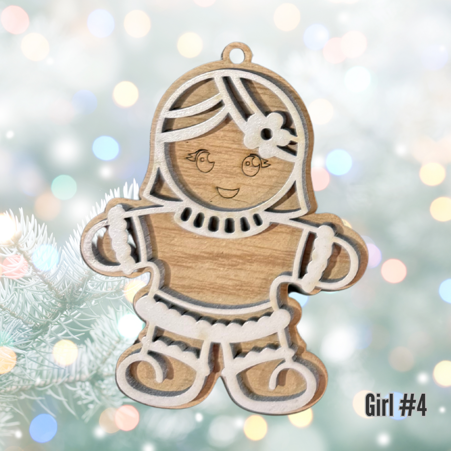 Christmas Wood Ornament:  Personalized Gingerbread Family, Custom Name, 2025 Ornament