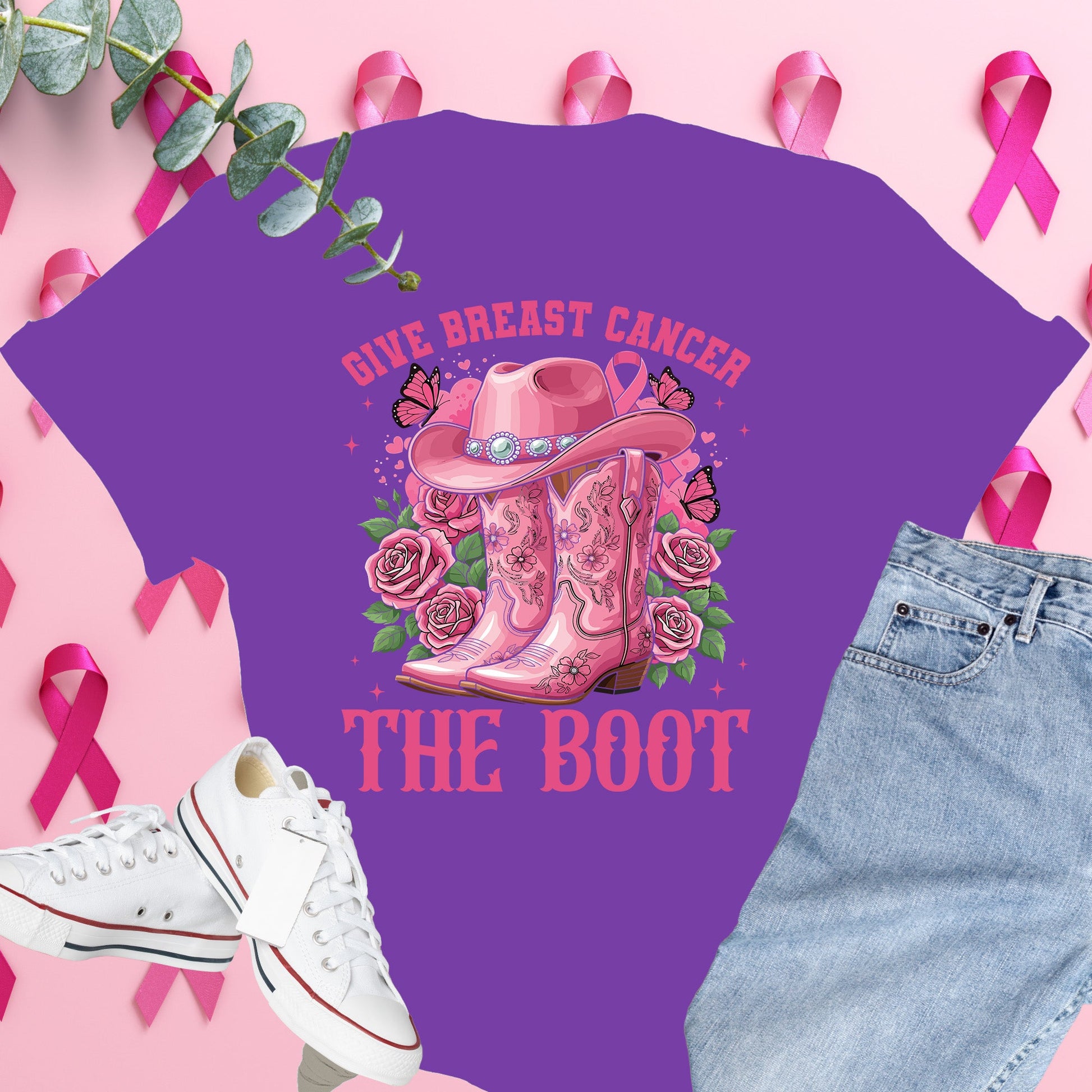  Breast Cancer Awareness Shirt on Comfort Colors® Tee – Pink Ribbon, October Support, Halloween Theme