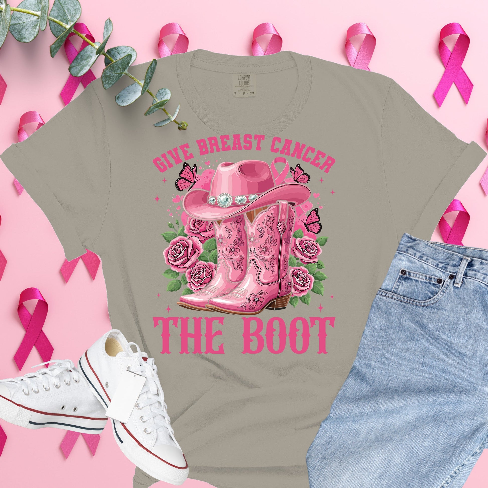  Breast Cancer Awareness Shirt on Comfort Colors® Tee – Pink Ribbon, October Support, Halloween Theme