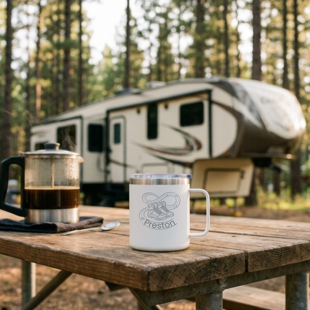 Personalized Insulated Camper Mug with Lid | Custom RV Gift