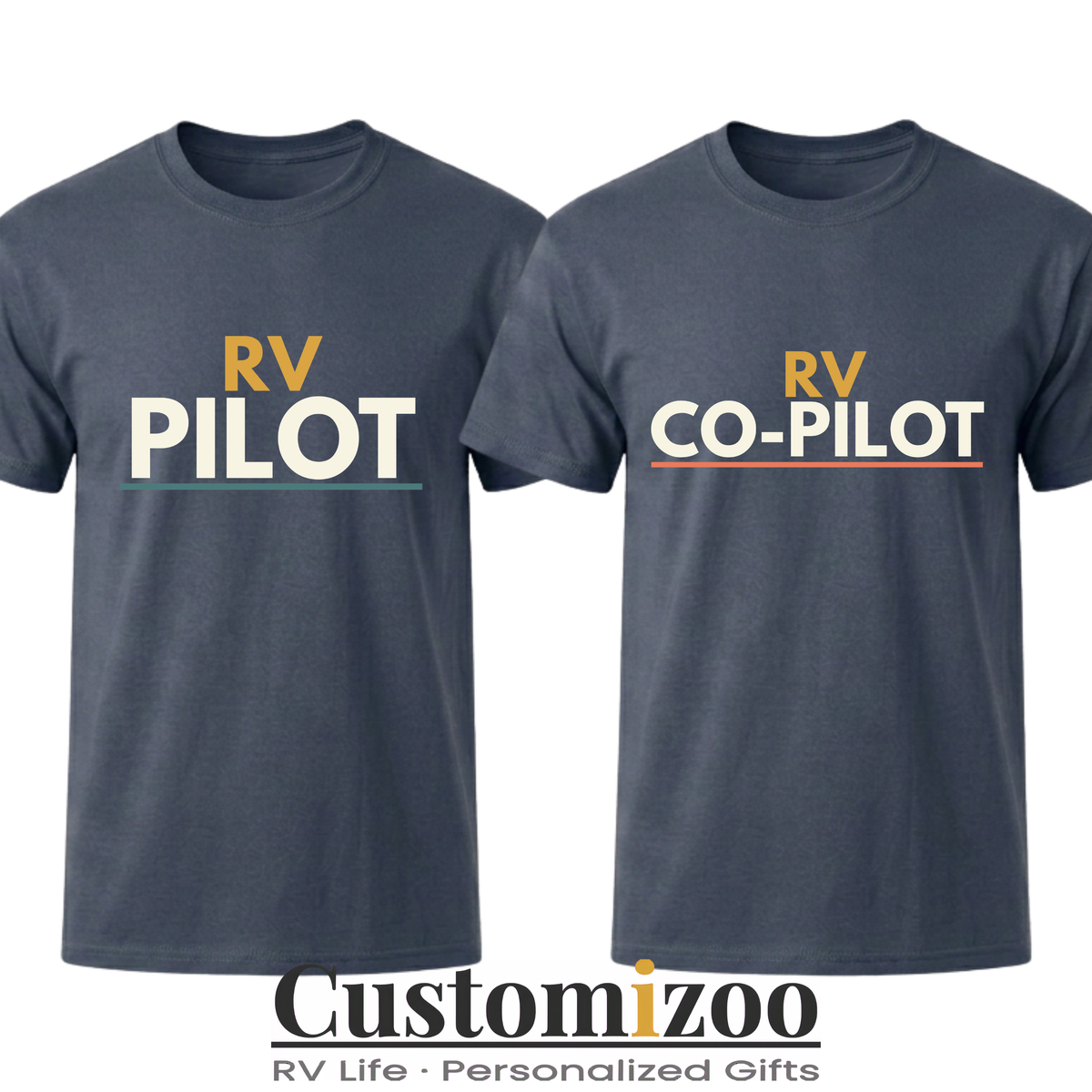 RV Pilot & RV Co-Pilot Matching Couple Shirts | His and Hers RV Camping Tees