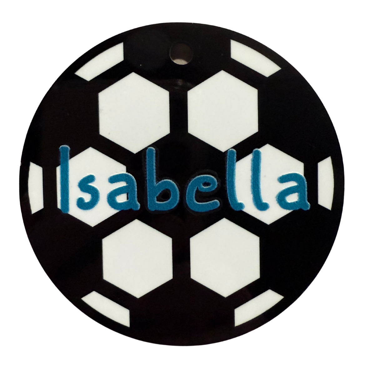 Sports Bag Tag, Personalized Rigid ID Tag with Wire Loop for Equipment and Gear, 3 x 3 inches