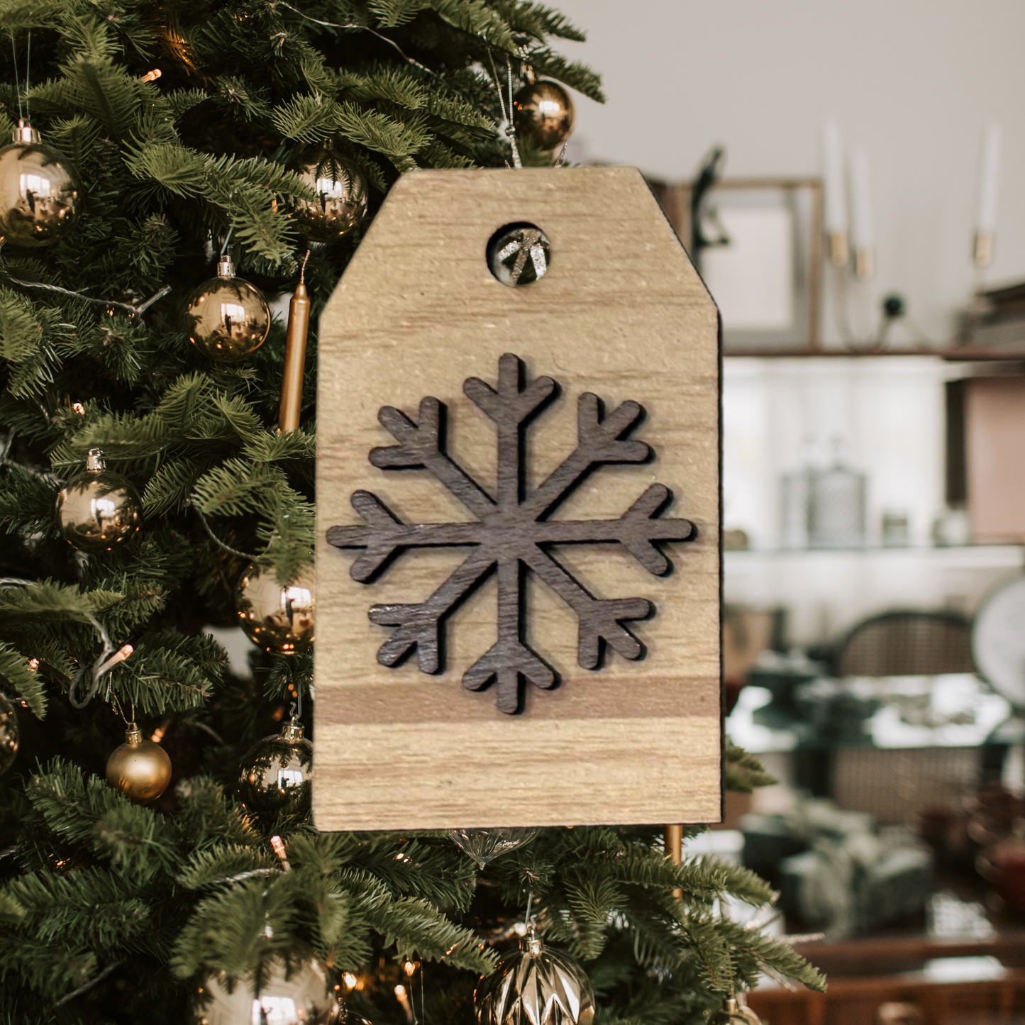 Personalized Wood Gift Tag:  Laser Cut, Custom Name, Family Ornament, Engraved, Stocking tag