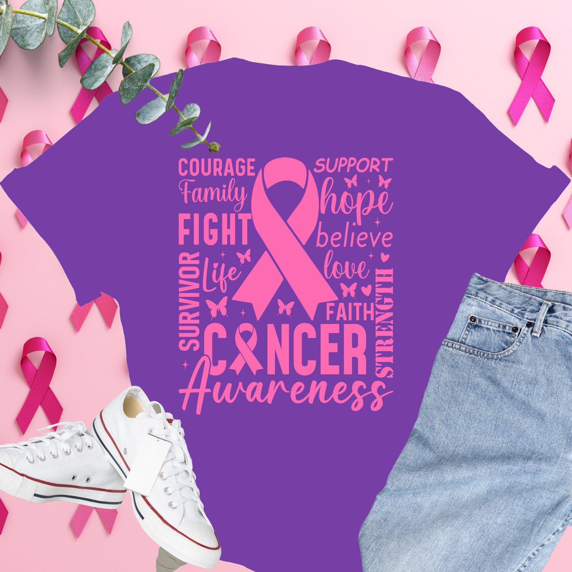  Breast Cancer Awareness Shirt on Comfort Colors® Tee – Pink Ribbon, October Support, Halloween Theme