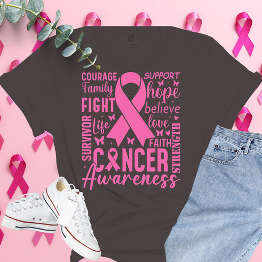  Breast Cancer Awareness Shirt on Comfort Colors® Tee – Pink Ribbon, October Support, Halloween Theme