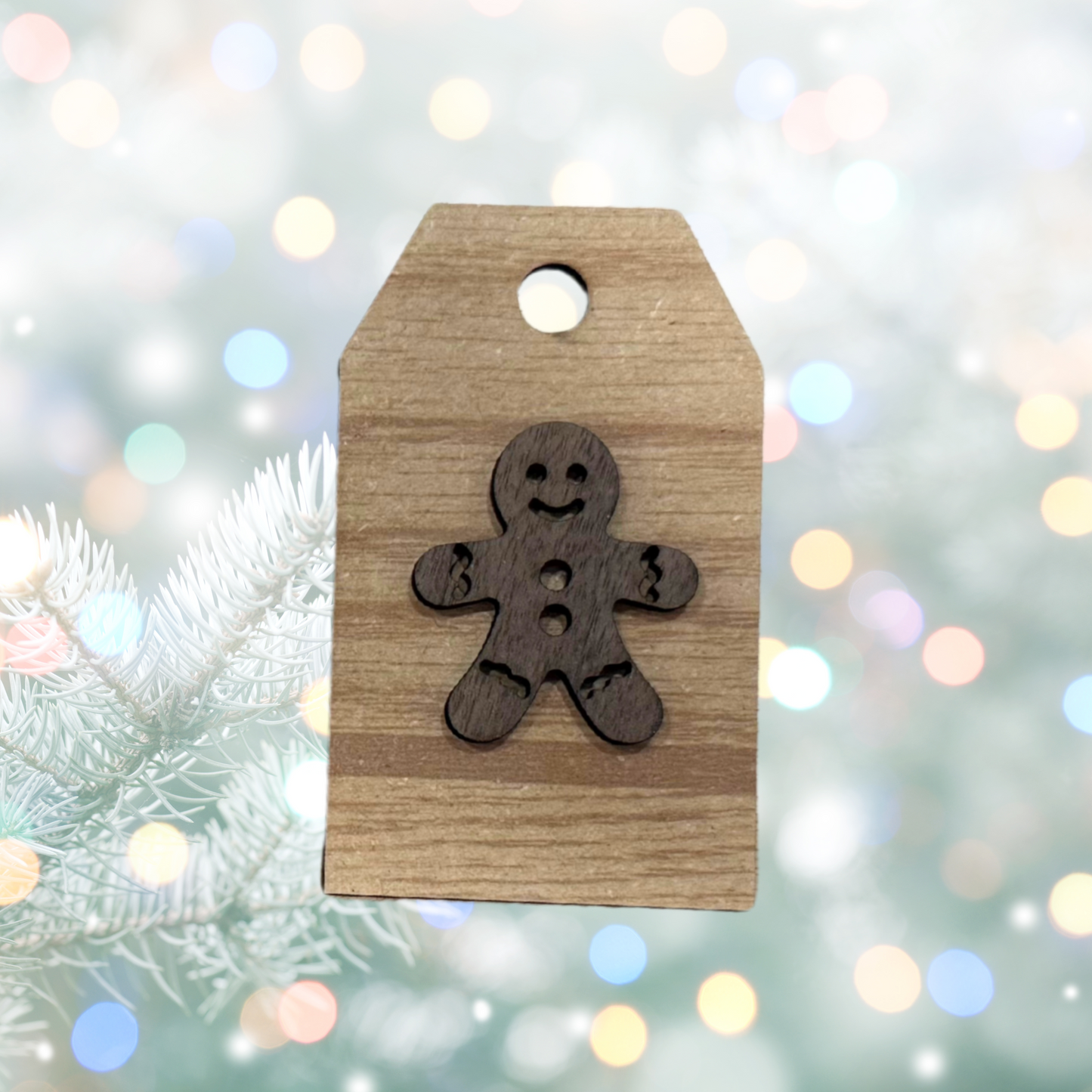 Personalized Wood Gift Tag:  Laser Cut, Custom Name, Family Ornament, Engraved, Stocking tag