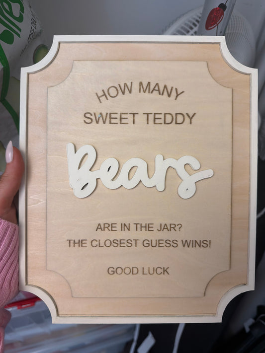 Teddy Bear Guess Sign and Box