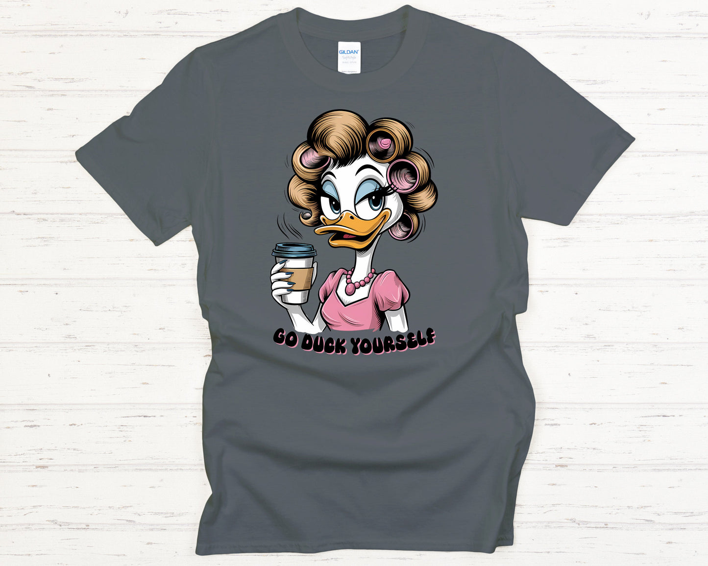 Funny Duck T-Shirt Go Duck Yourself Tee with Hilarious Cartoon Graphic Sarcastic Humor Animal Lover Gift