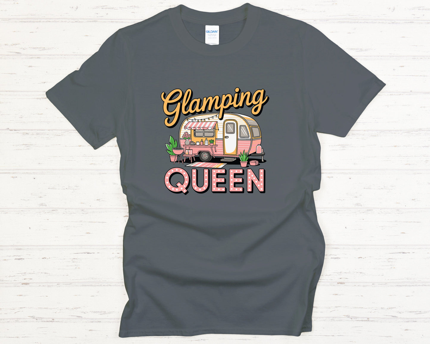 Glamping Queen T-Shirt Vintage Camper Tee, Cute Outdoor Adventure Shirt, Luxury Camping Apparel Gift for Women