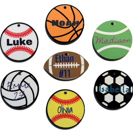 Sports Bag Tag, Personalized Rigid ID Tag with Wire Loop for Equipment and Gear, 3 x 3 inches