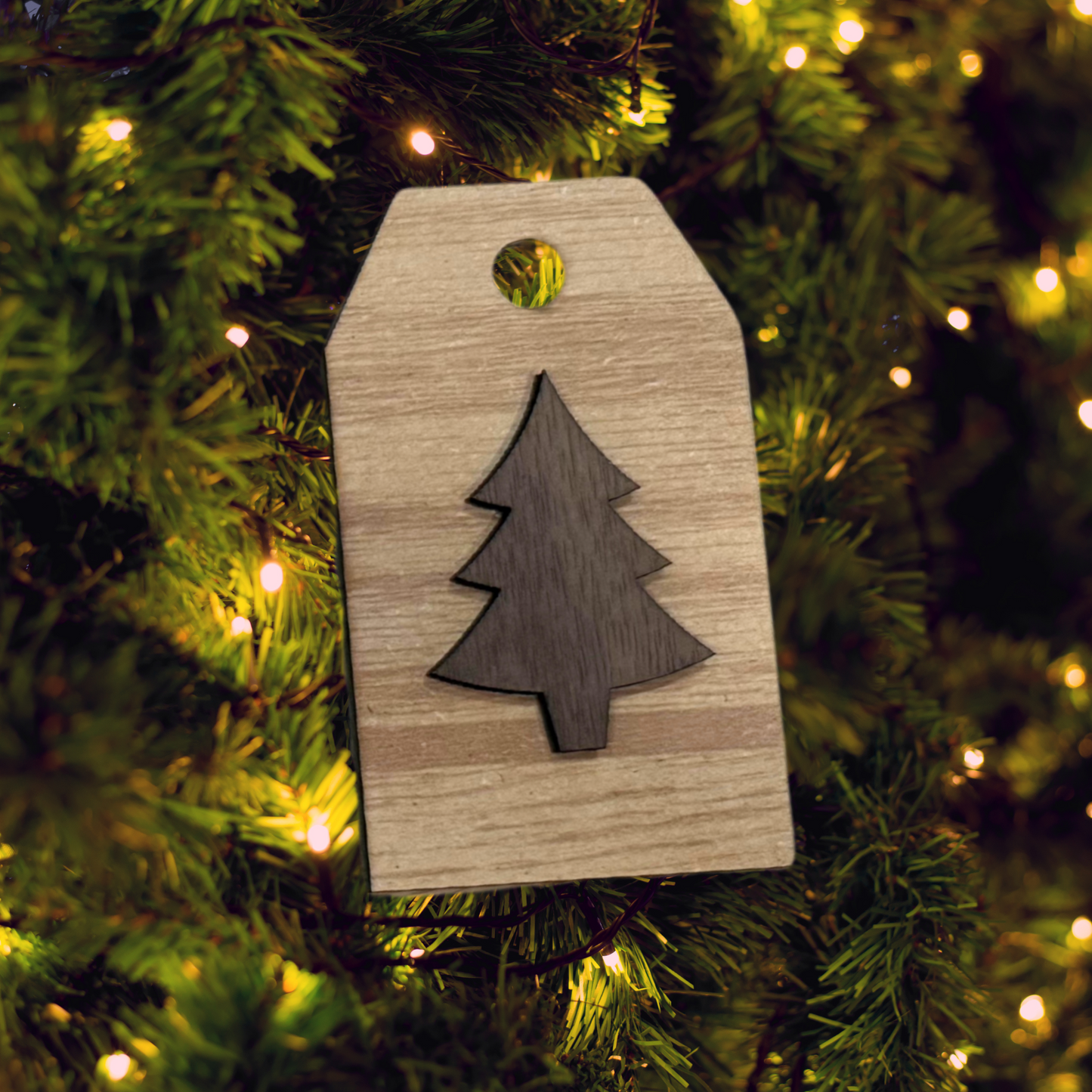 Personalized Wood Gift Tag:  Laser Cut, Custom Name, Family Ornament, Engraved, Stocking tag