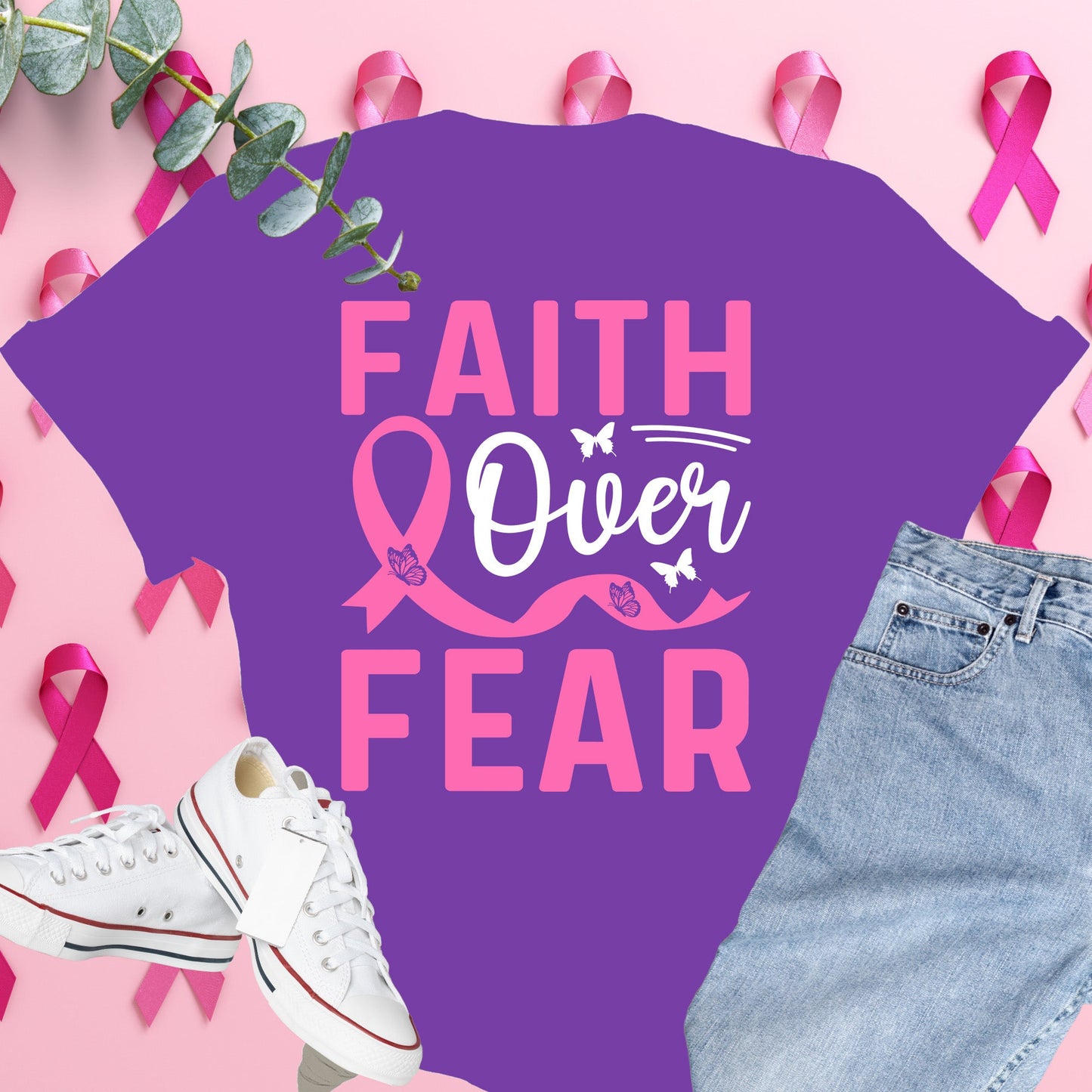  Breast Cancer Awareness Shirt on Comfort Colors® Tee – Pink Ribbon, October Support, Halloween Theme
