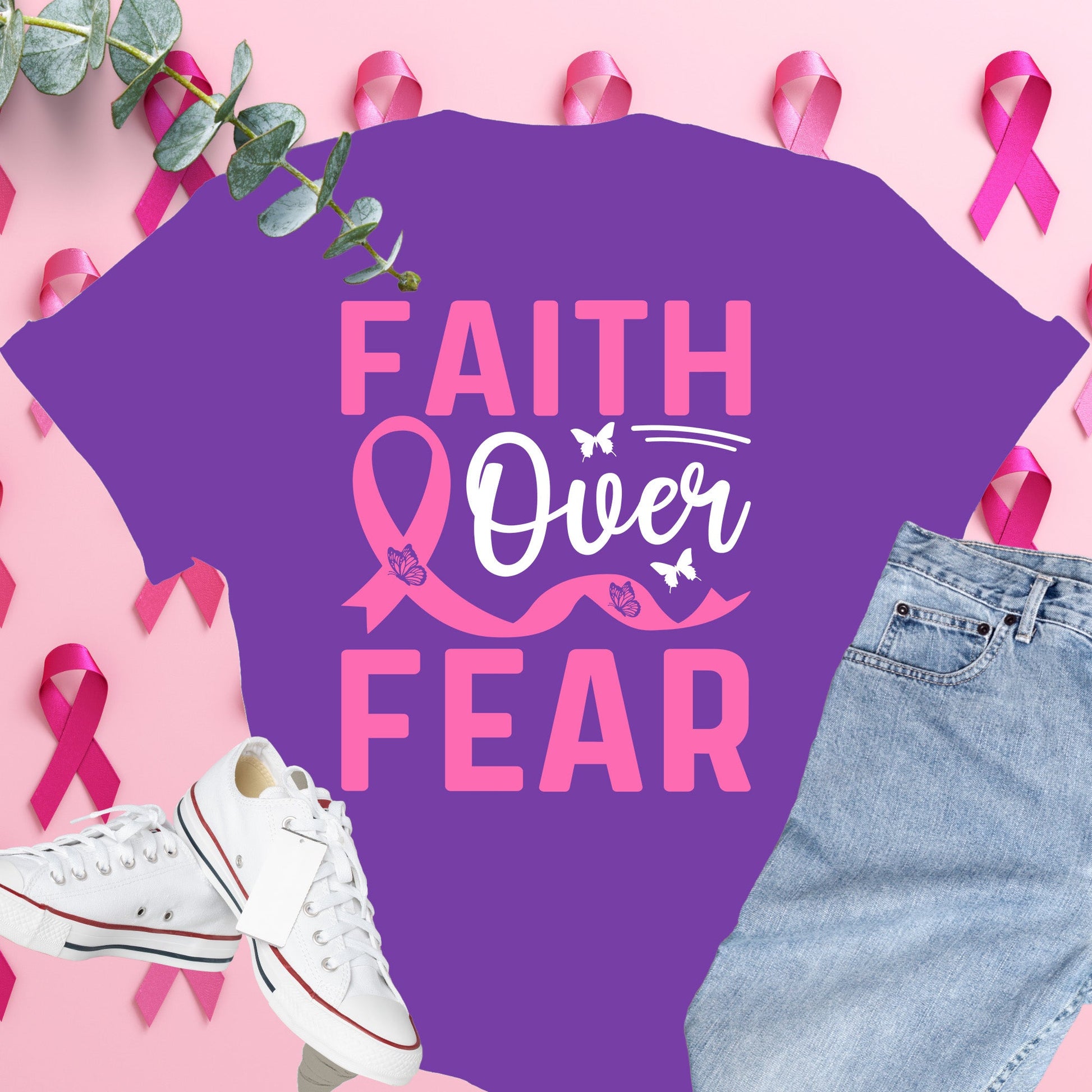  Breast Cancer Awareness Shirt on Comfort Colors® Tee – Pink Ribbon, October Support, Halloween Theme