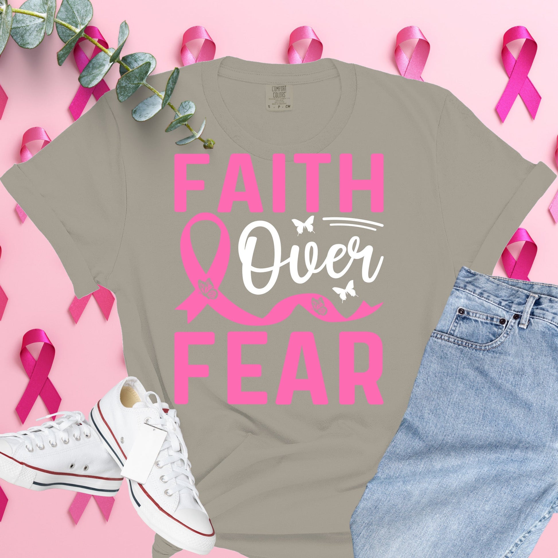  Breast Cancer Awareness Shirt on Comfort Colors® Tee – Pink Ribbon, October Support, Halloween Theme