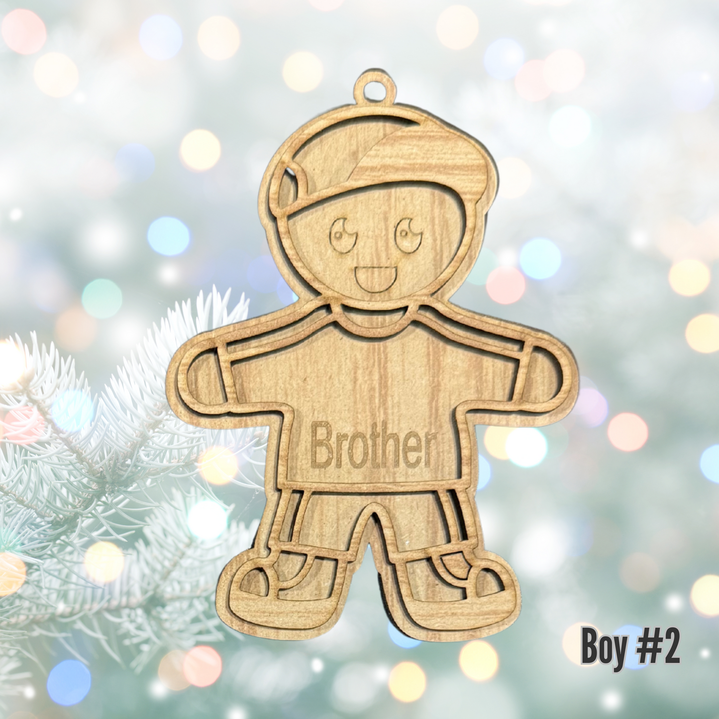 Christmas Wood Ornament:  Personalized Gingerbread Family, Custom Name, 2025 Ornament